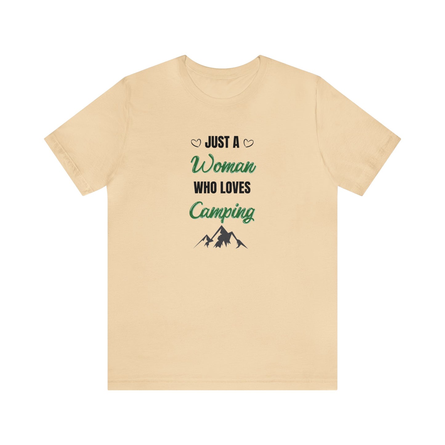 Just a Woman Who Loves Camping Unisex Jersey Short Sleeve Tee