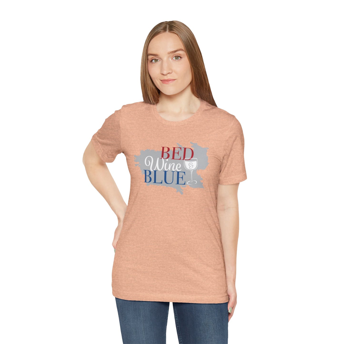 Bed Wine & Blue Unisex Jersey Short Sleeve Tee