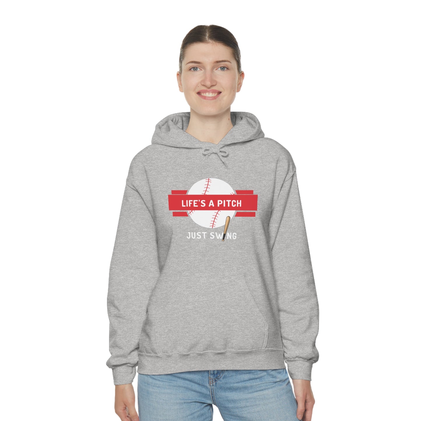 Life’s a Pitch Just Swing Unisex Heavy Blend™ Hooded Sweatshirt