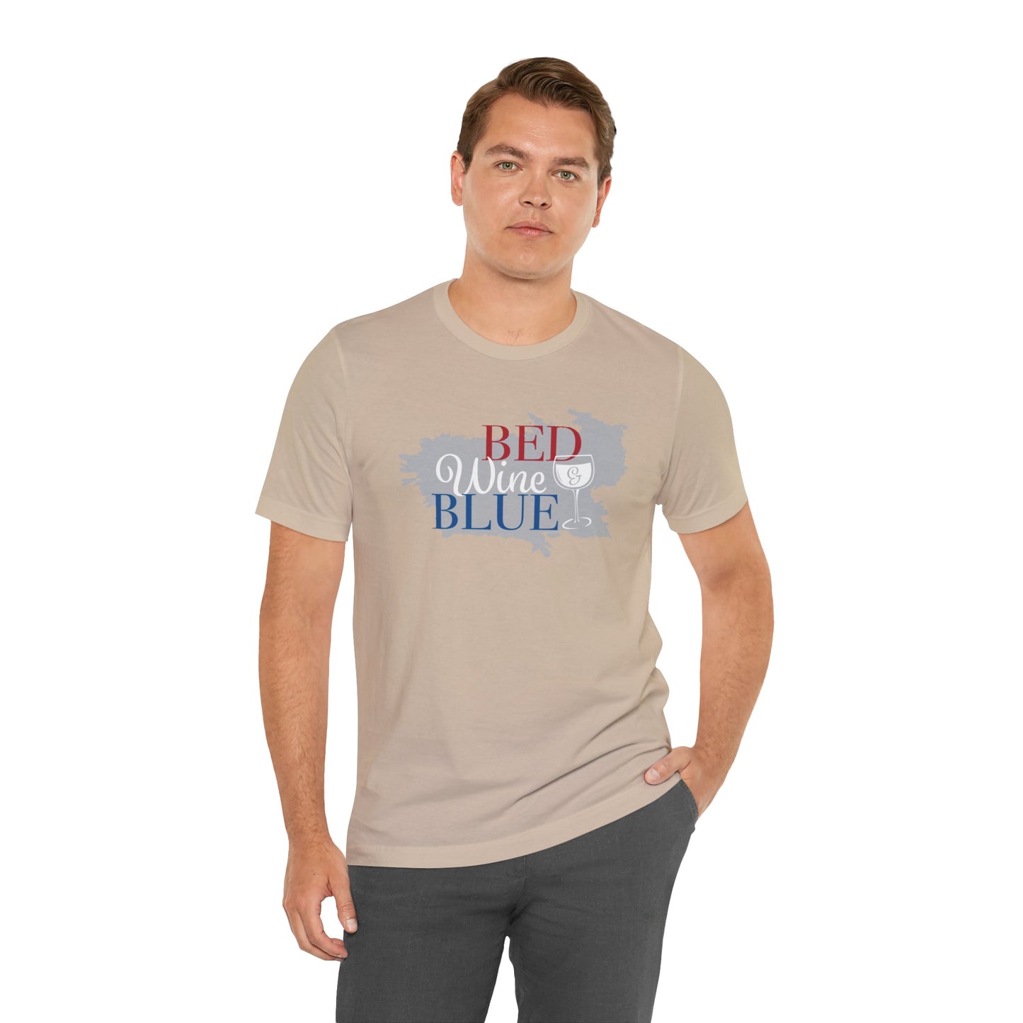 Bed Wine & Blue Unisex Jersey Short Sleeve Tee