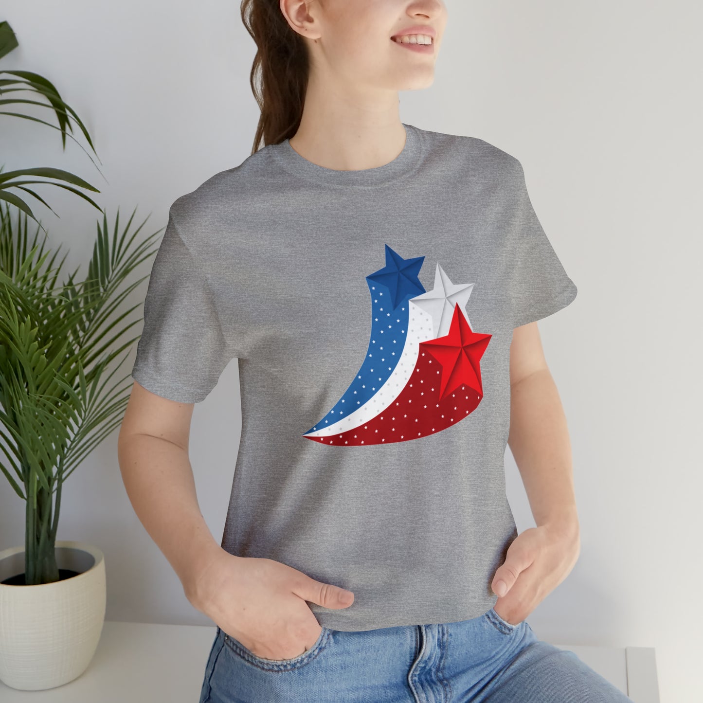 Red White Blue Stars Unisex Jersey Short Sleeve Tee