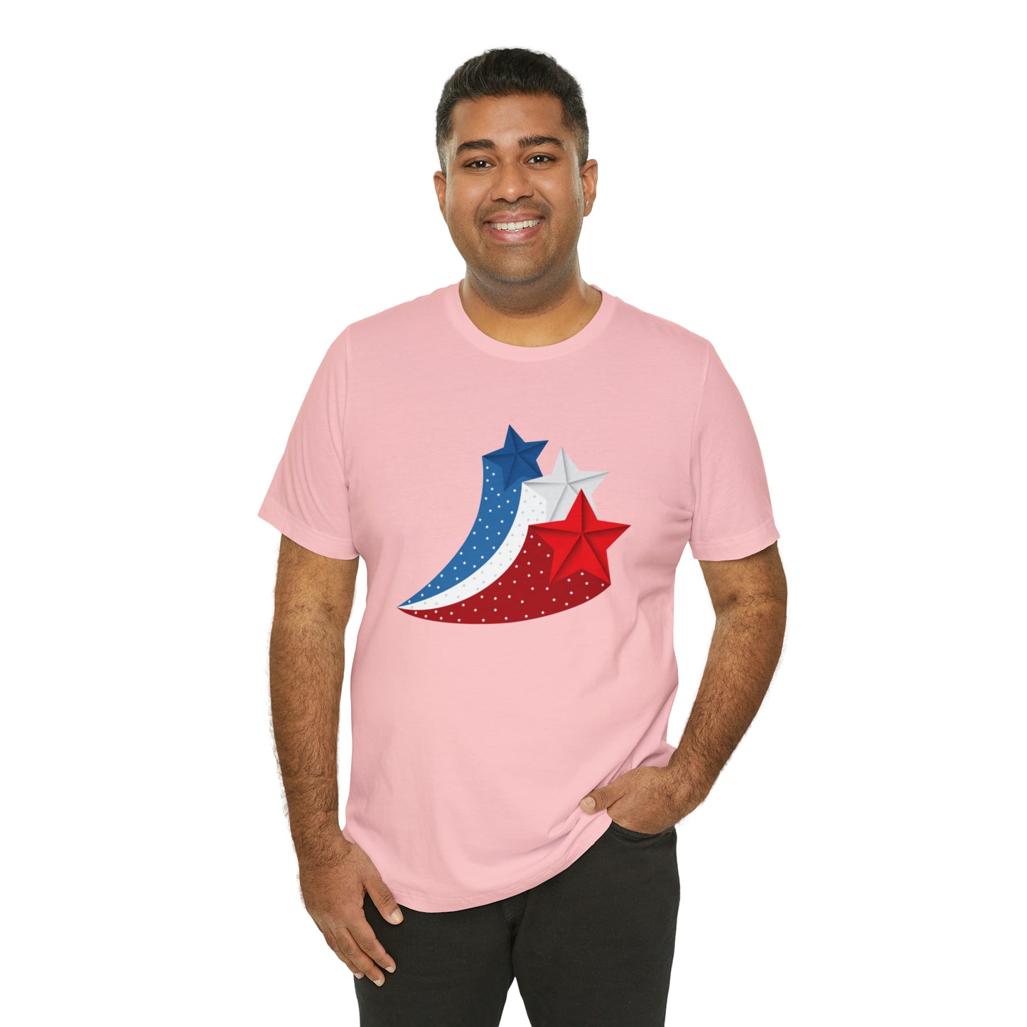 Red White Blue Stars Unisex Jersey Short Sleeve Tee