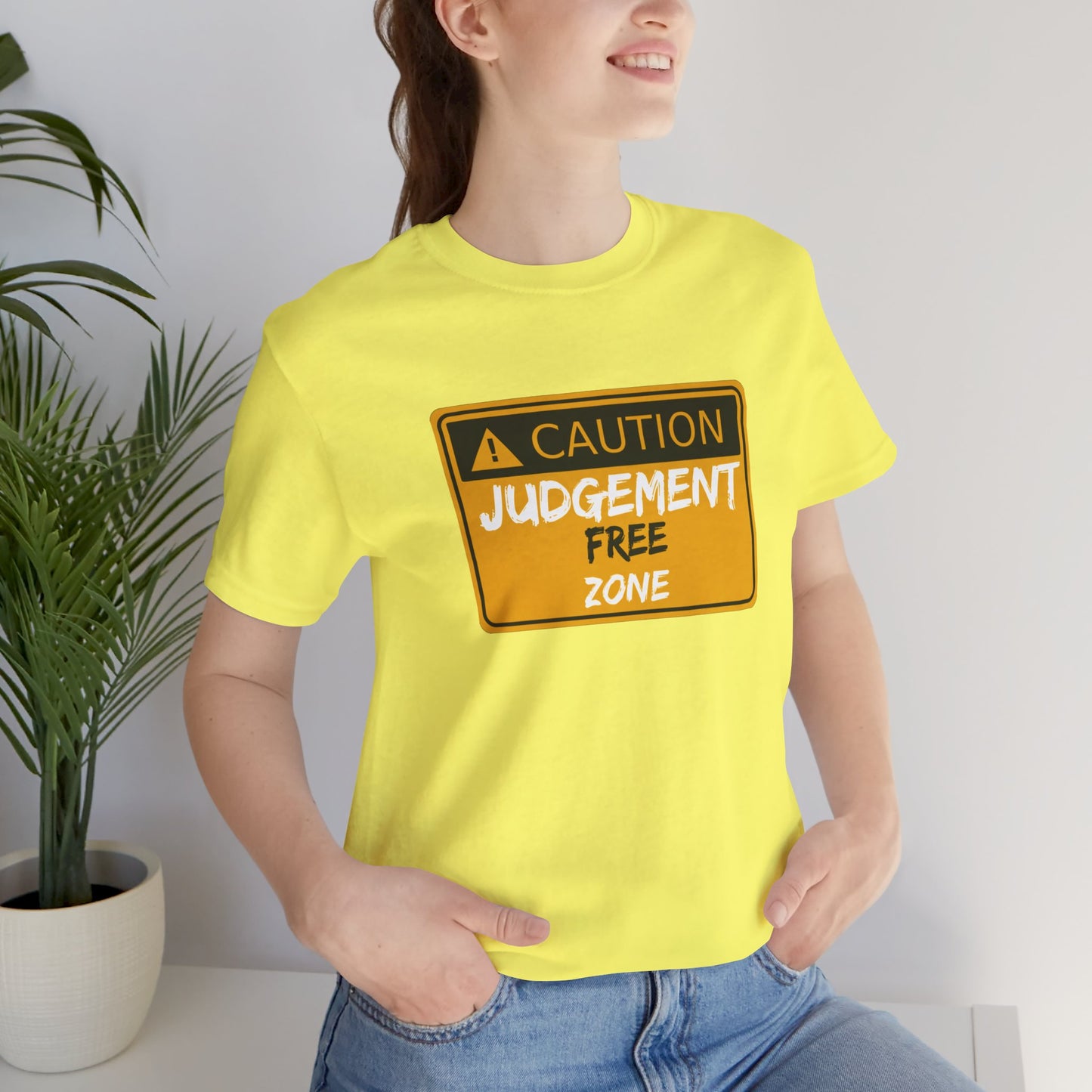 Caution Judgement Free Zone Unisex Jersey Short Sleeve Tee