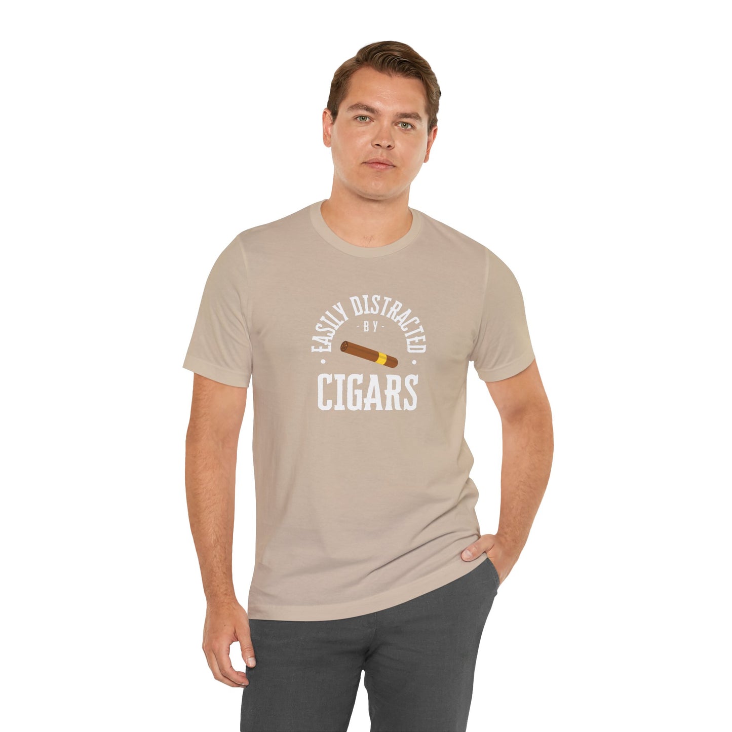 Cigar/ Easily Distracted By Cigars Unisex Jersey Short Sleeve Tee