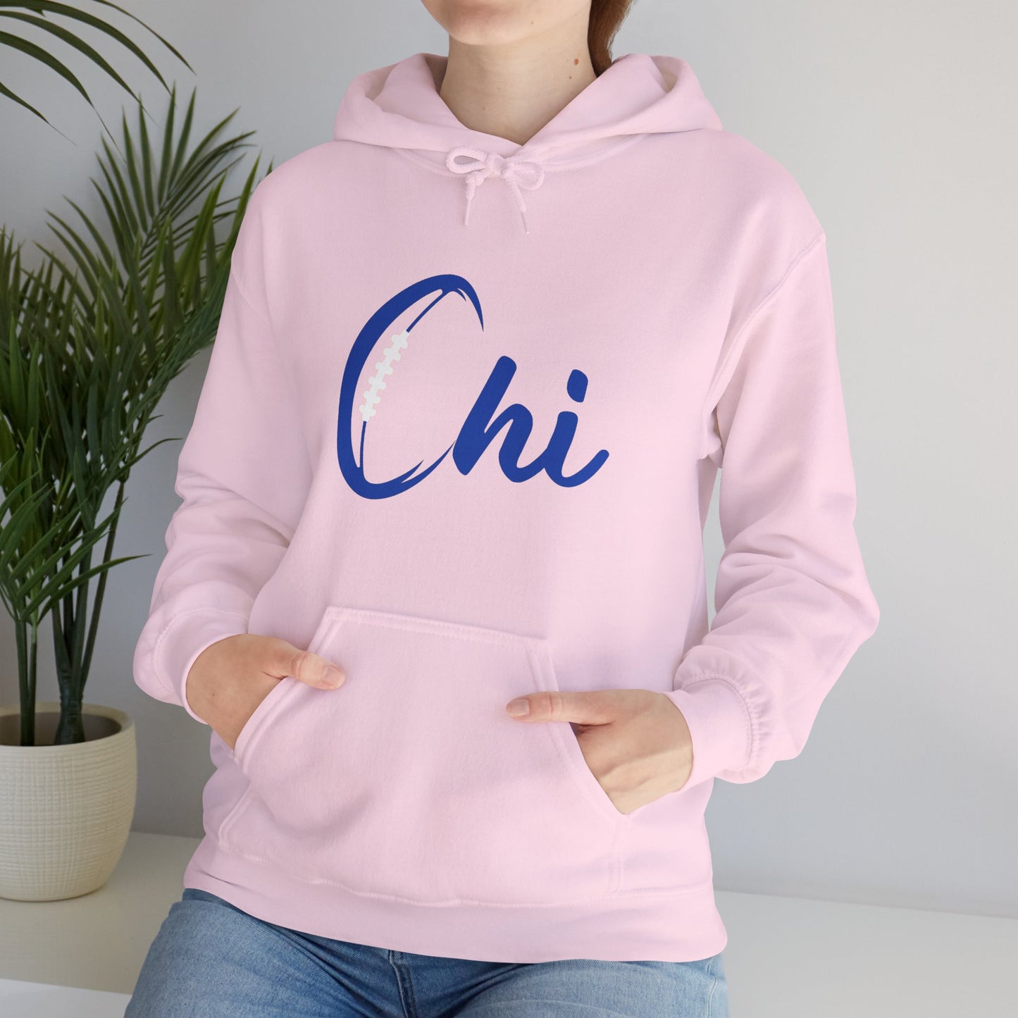 Chi Football/ Blue Unisex Heavy Blend™ Hooded Sweatshirt