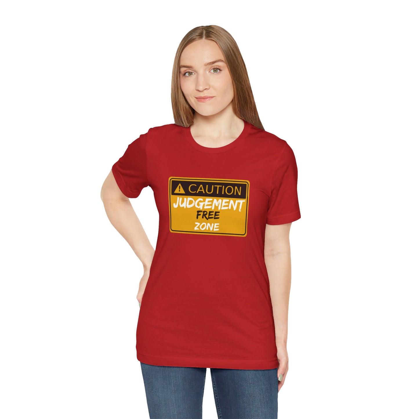 Caution Judgement Free Zone Unisex Jersey Short Sleeve Tee