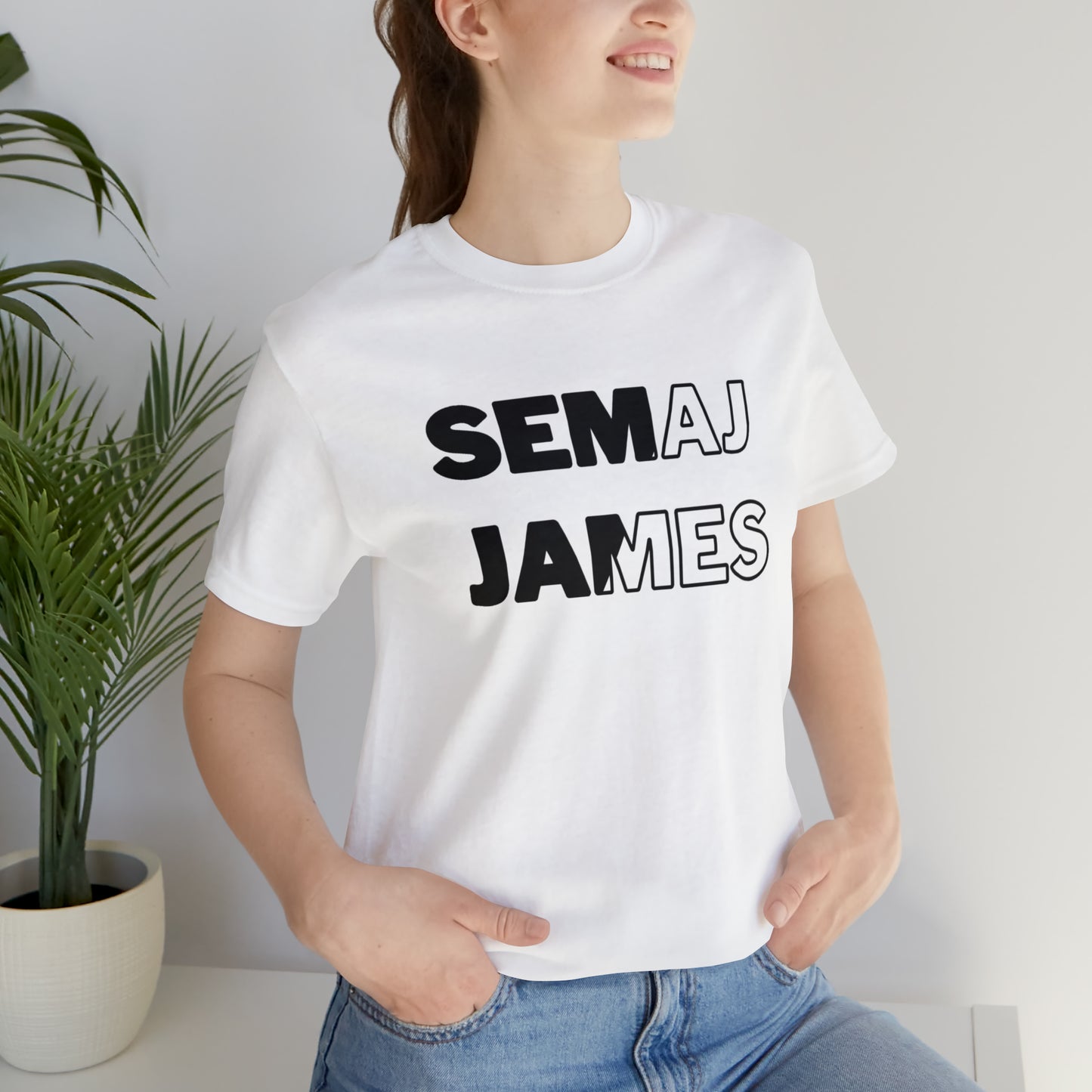 Semaj James Black & White Unisex Jersey Short Sleeve Tee