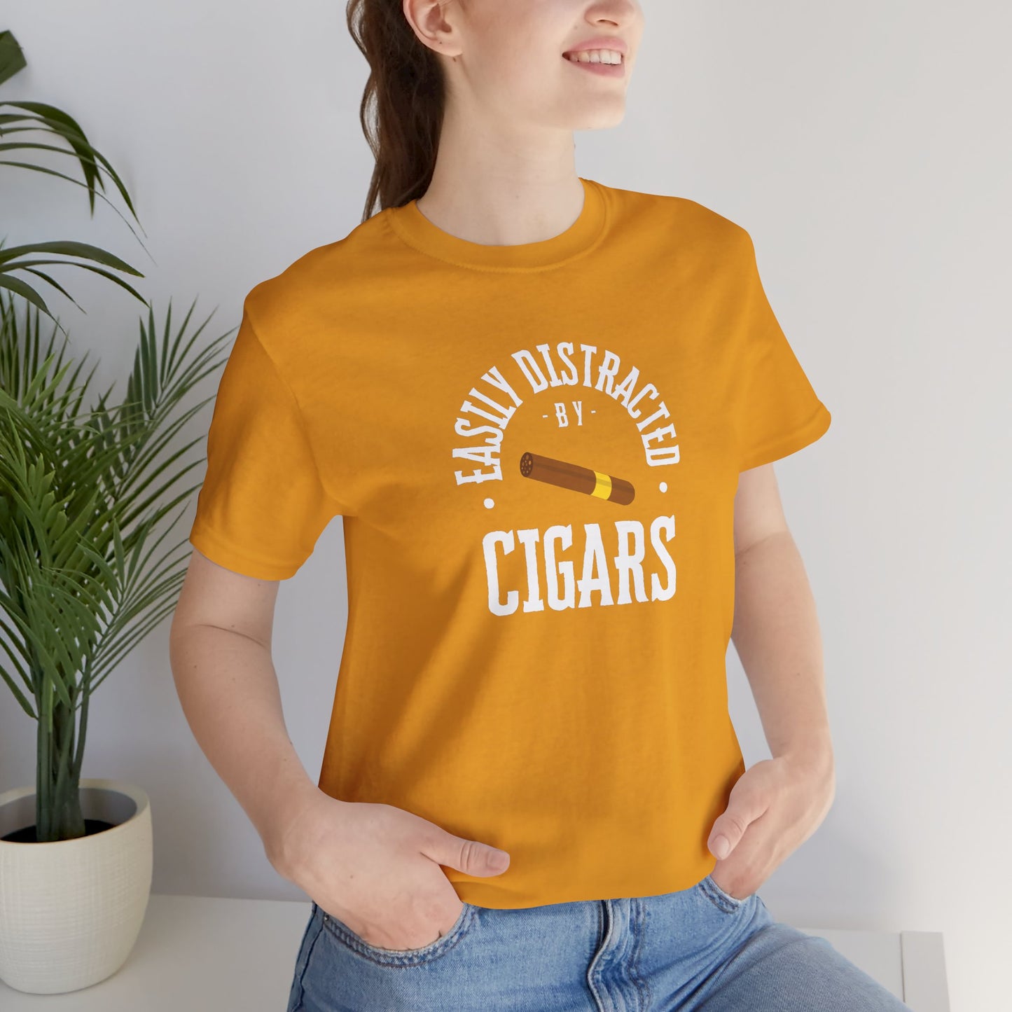 Cigar/ Easily Distracted By Cigars Unisex Jersey Short Sleeve Tee