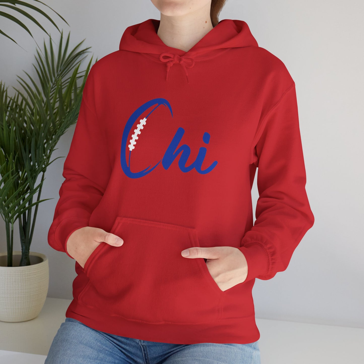 Chi Football/ Blue Unisex Heavy Blend™ Hooded Sweatshirt