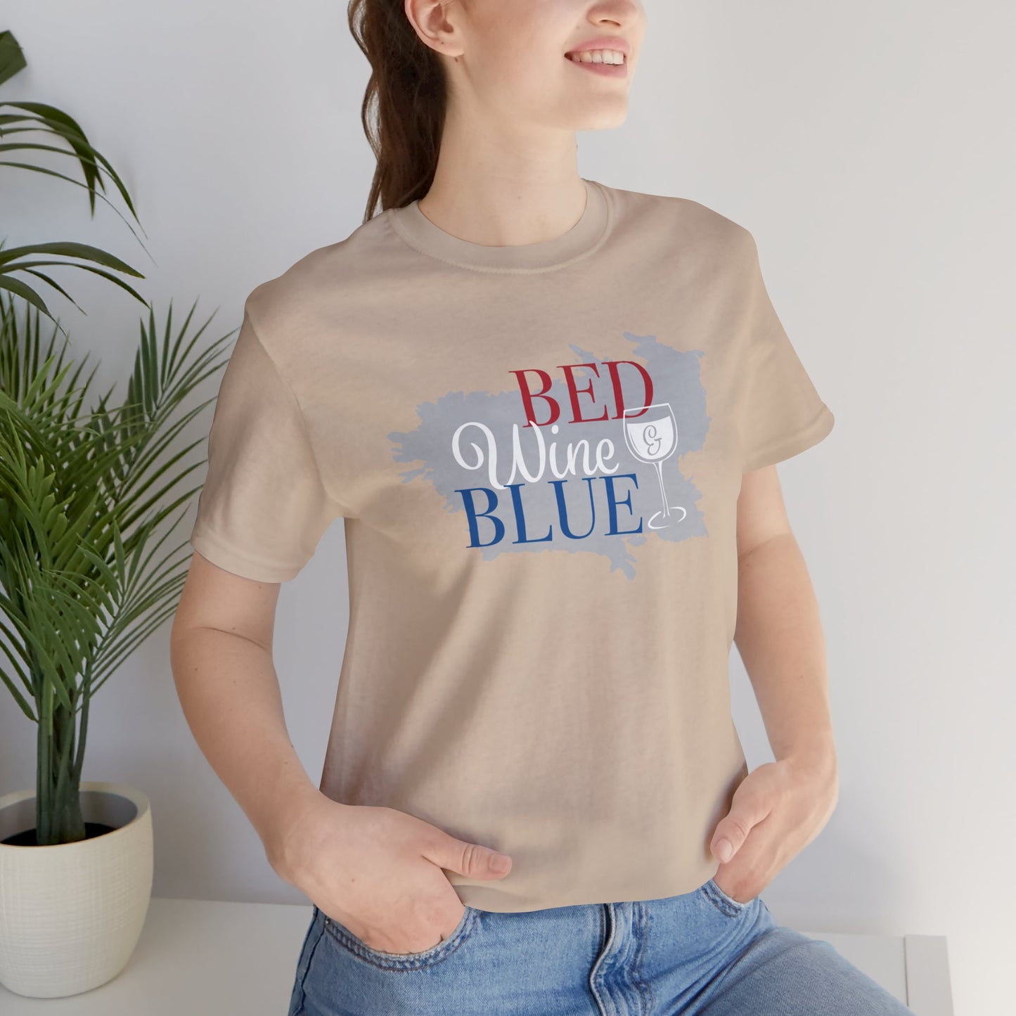 Bed Wine & Blue Unisex Jersey Short Sleeve Tee