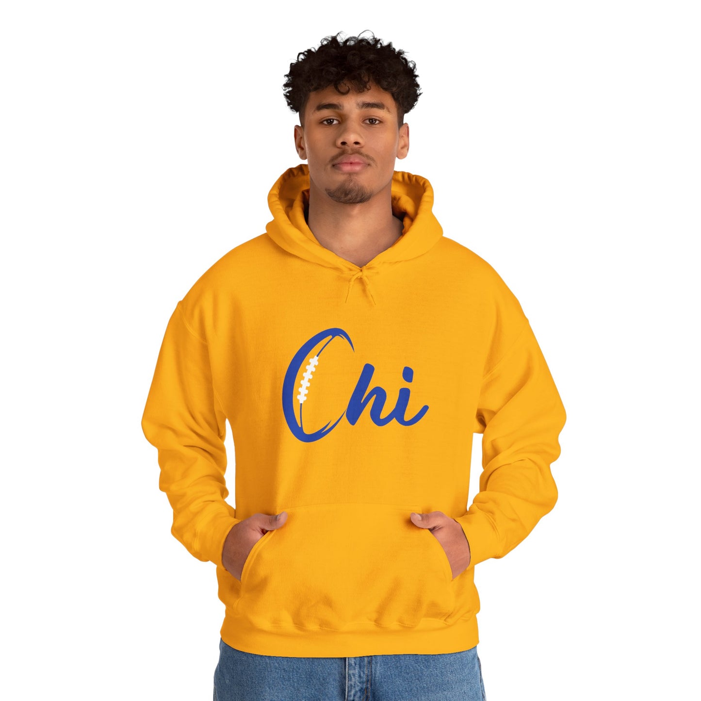 Chi Football/ Blue Unisex Heavy Blend™ Hooded Sweatshirt