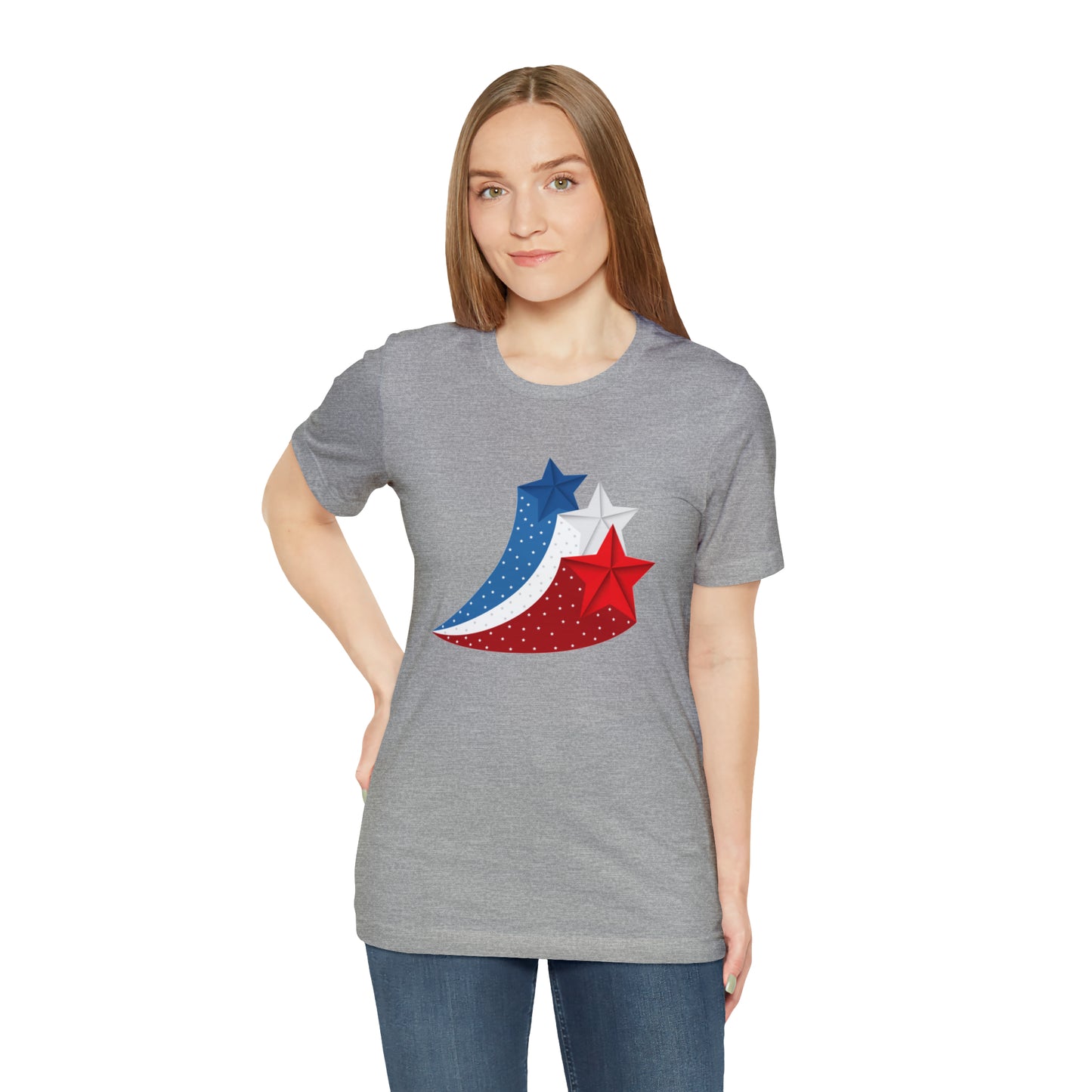 Red White Blue Stars Unisex Jersey Short Sleeve Tee