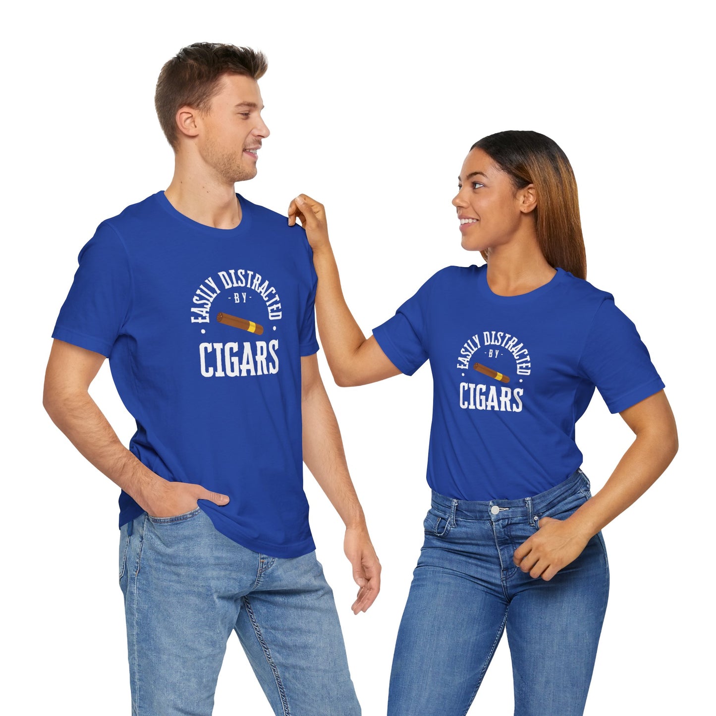 Cigar/ Easily Distracted By Cigars Unisex Jersey Short Sleeve Tee