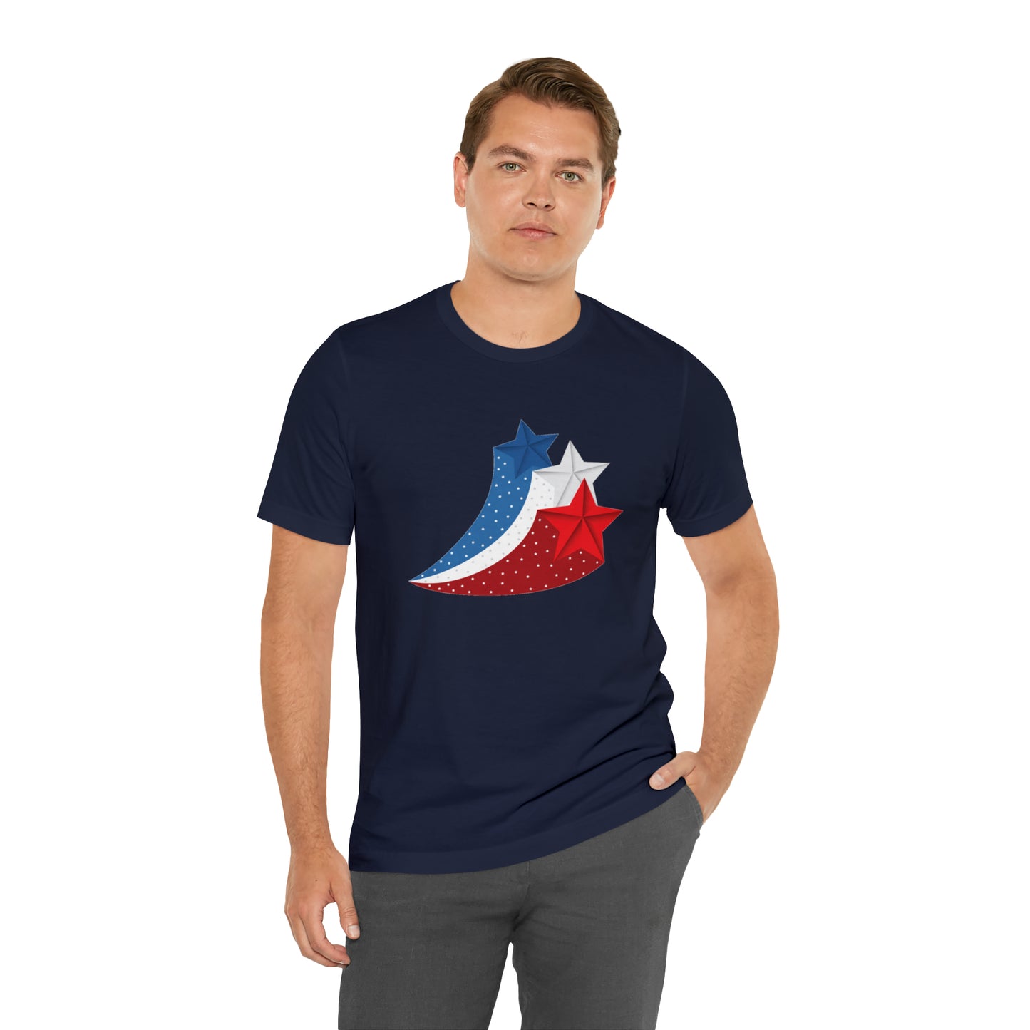 Red White Blue Stars Unisex Jersey Short Sleeve Tee