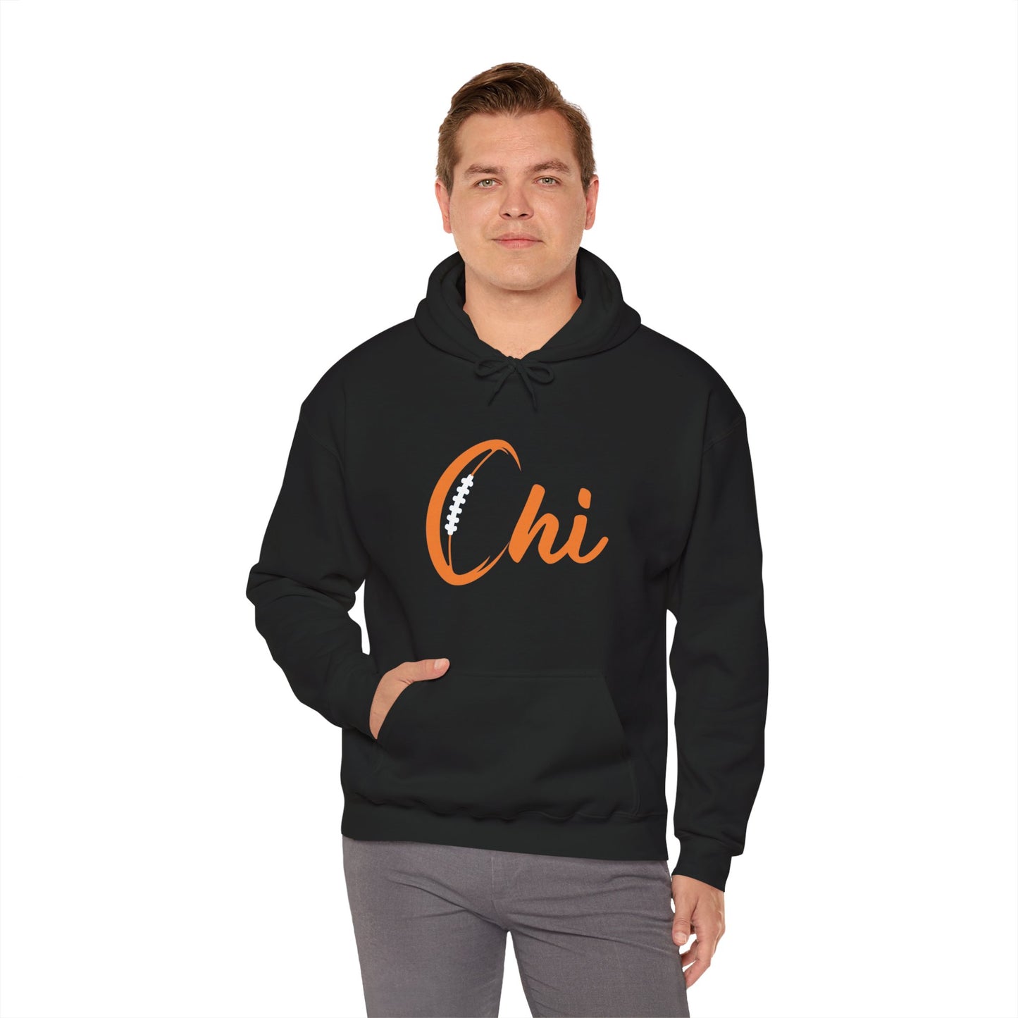 Chi Football/ Orange Unisex Heavy Blend™ Hooded Sweatshirt