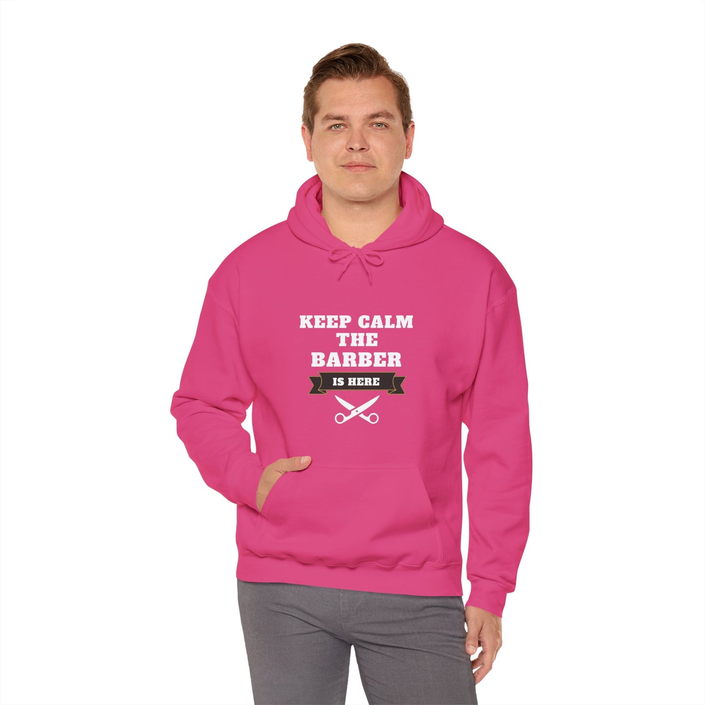 Barber/ Keep Calm The Barber Is Here Unisex Heavy Blend™ Hooded Sweatshirt