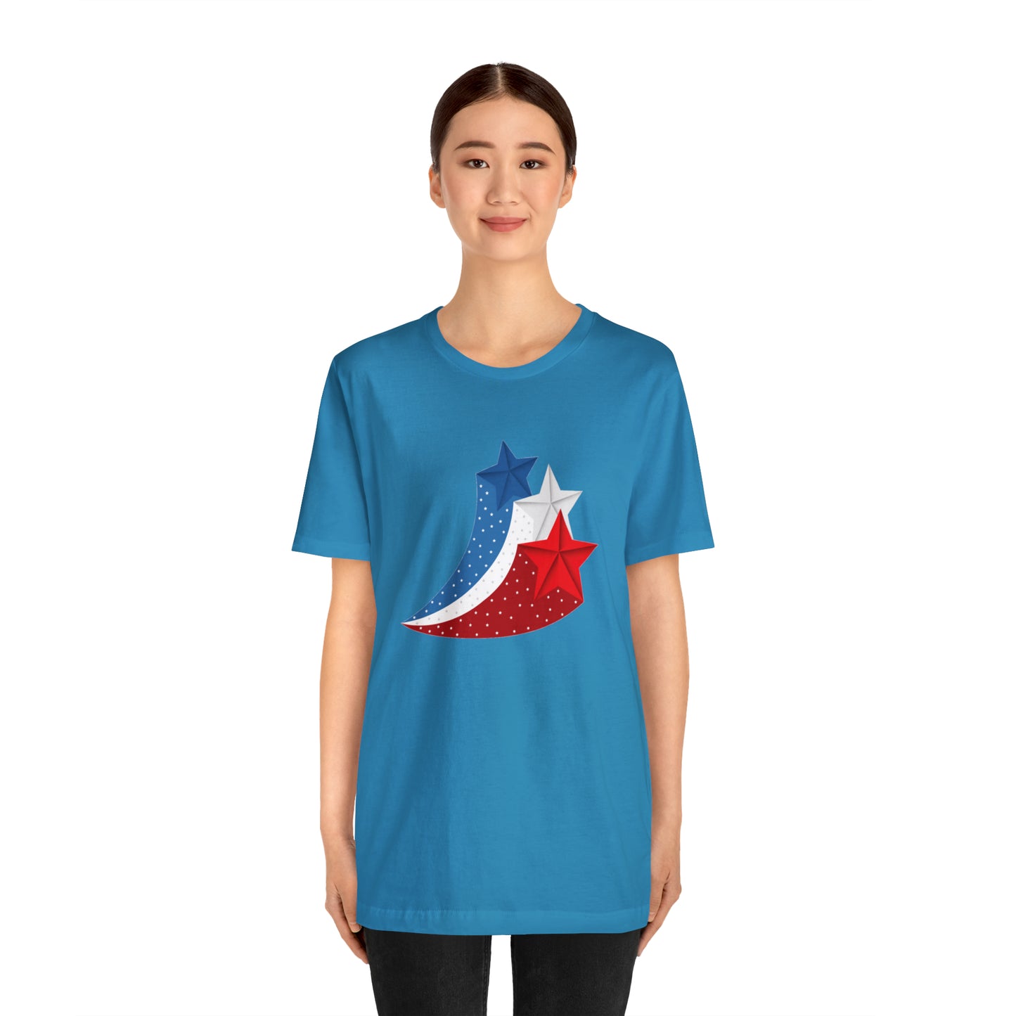 Red White Blue Stars Unisex Jersey Short Sleeve Tee