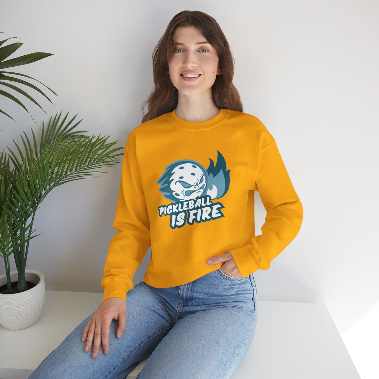 Pickleball is Fire Unisex Heavy Blend™ Crewneck Sweatshirt