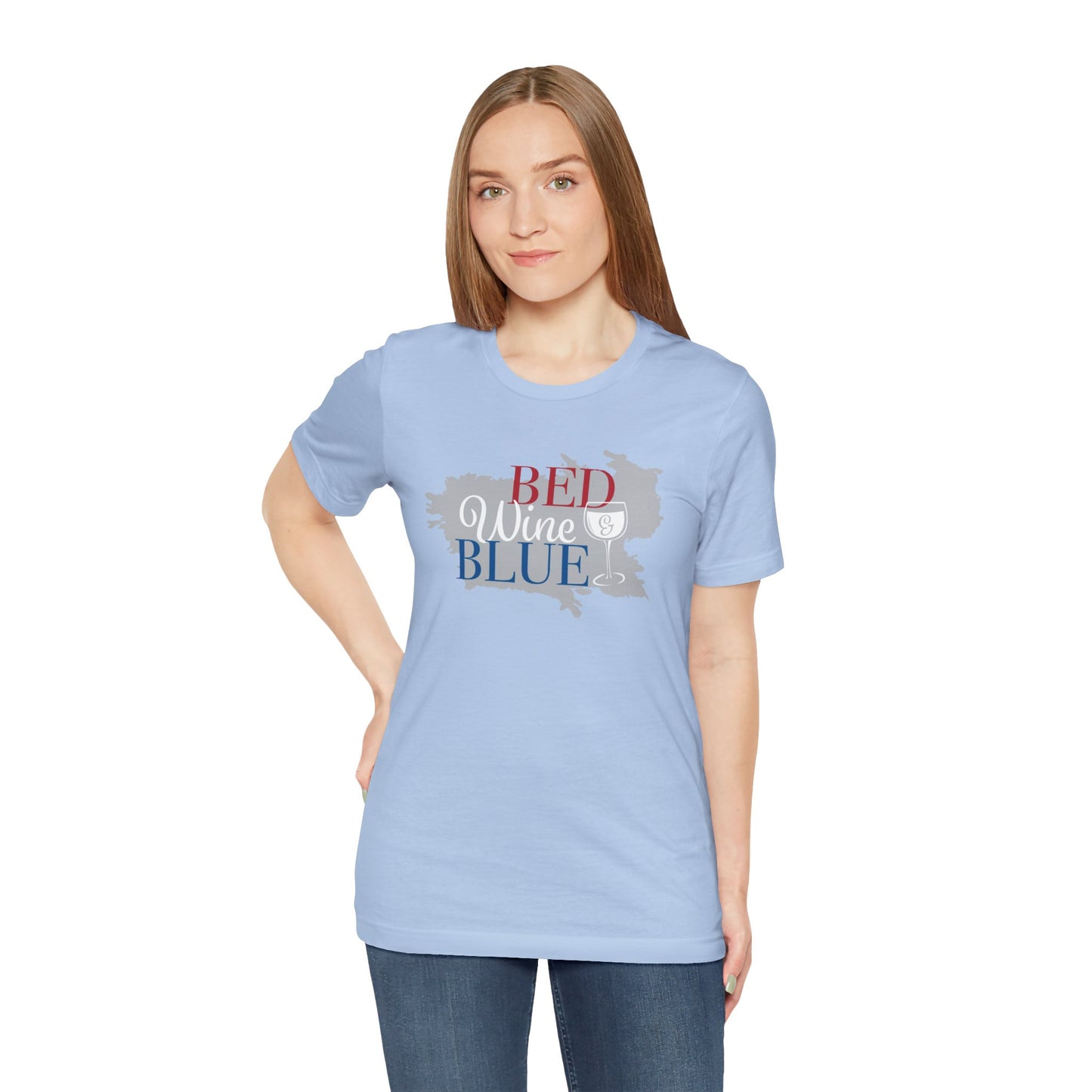 Bed Wine & Blue Unisex Jersey Short Sleeve Tee