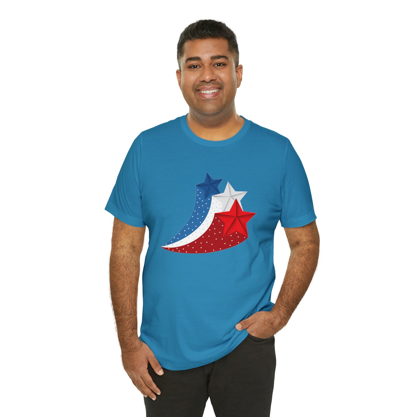 Red White Blue Stars Unisex Jersey Short Sleeve Tee