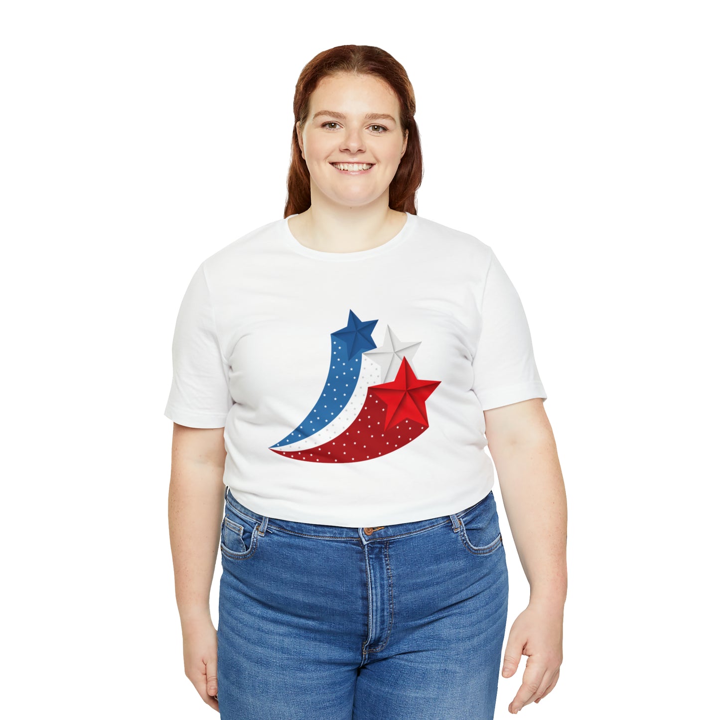 Red White Blue Stars Unisex Jersey Short Sleeve Tee