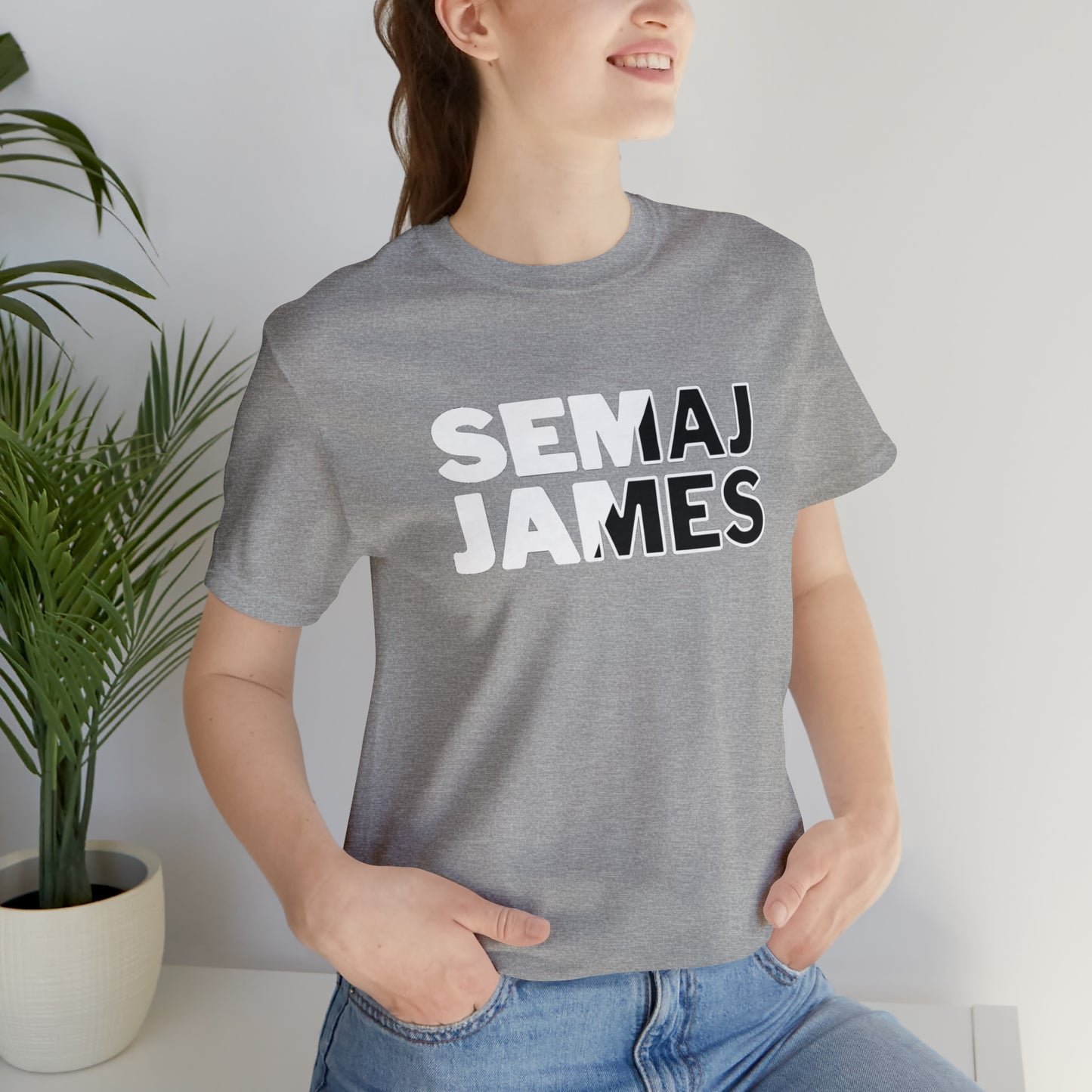 Semaj James Black & White Unisex Jersey Short Sleeve Tee