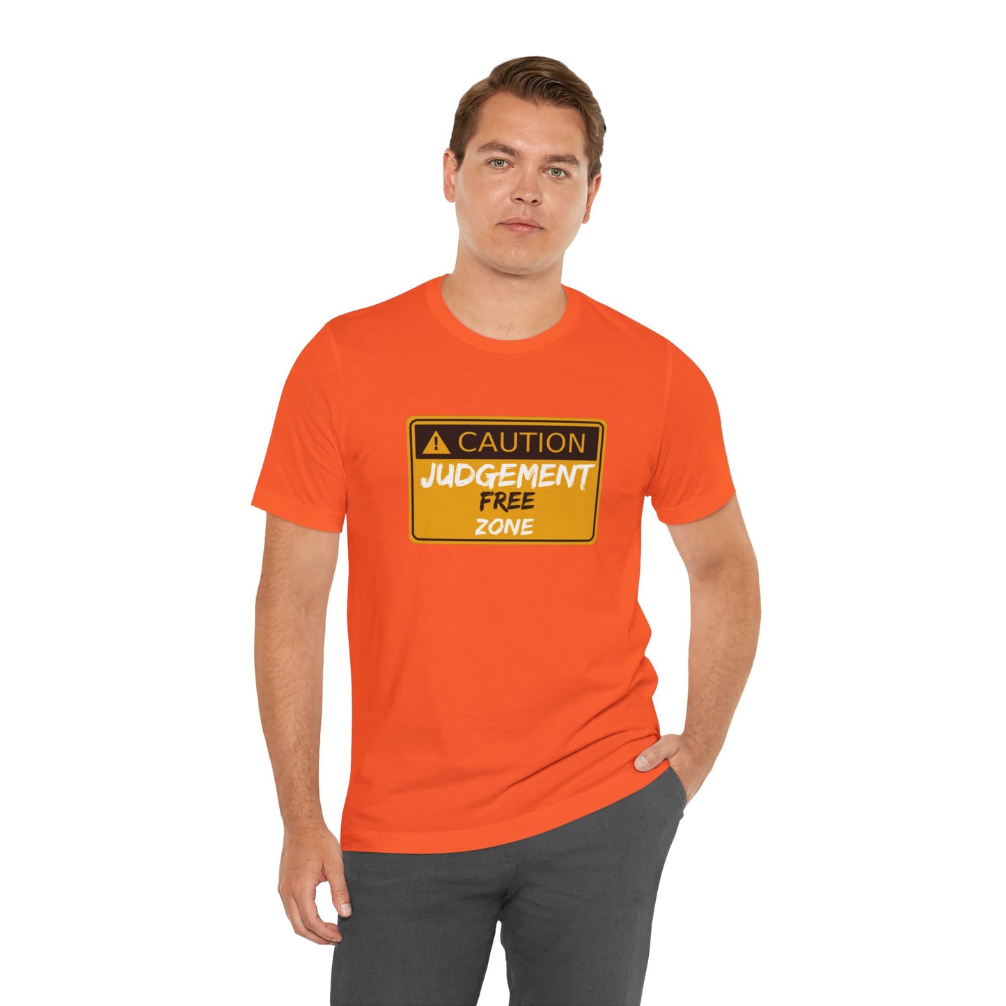 Caution Judgement Free Zone Unisex Jersey Short Sleeve Tee