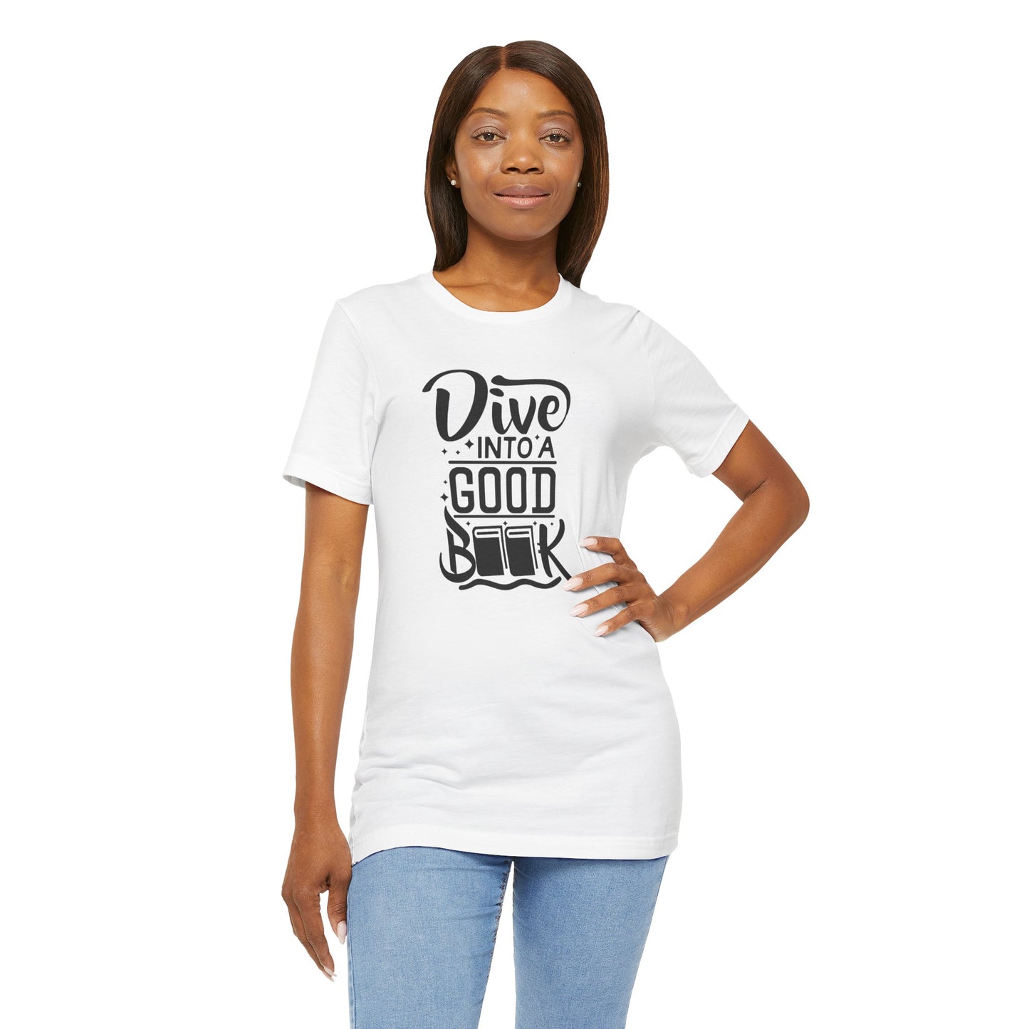 Books/ Dive into a Good Book Unisex Jersey Short Sleeve Tee