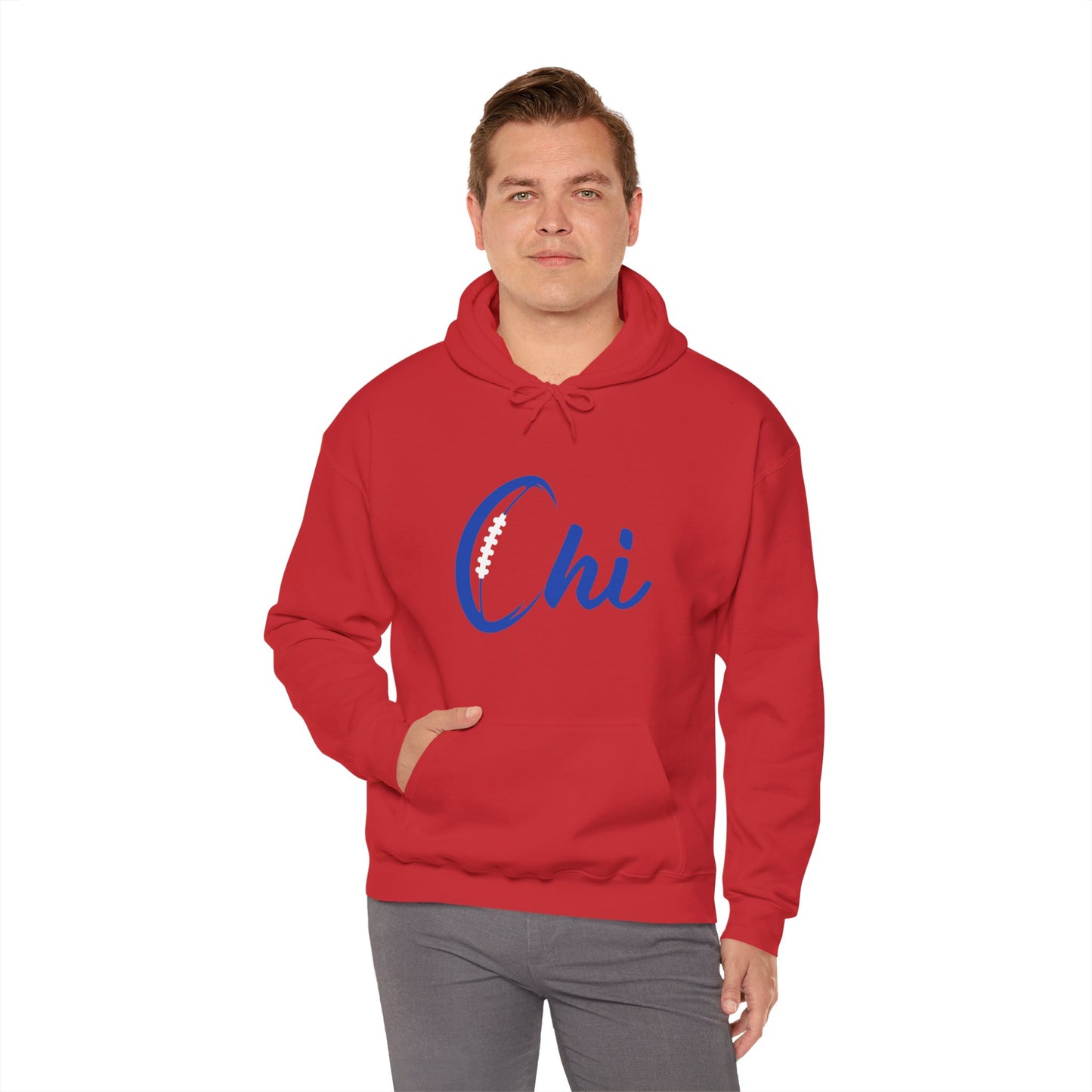 Chi Football/ Blue Unisex Heavy Blend™ Hooded Sweatshirt