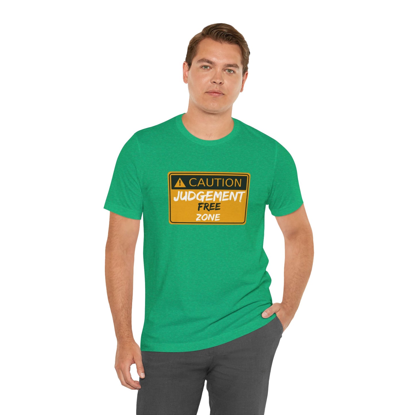 Caution Judgement Free Zone Unisex Jersey Short Sleeve Tee