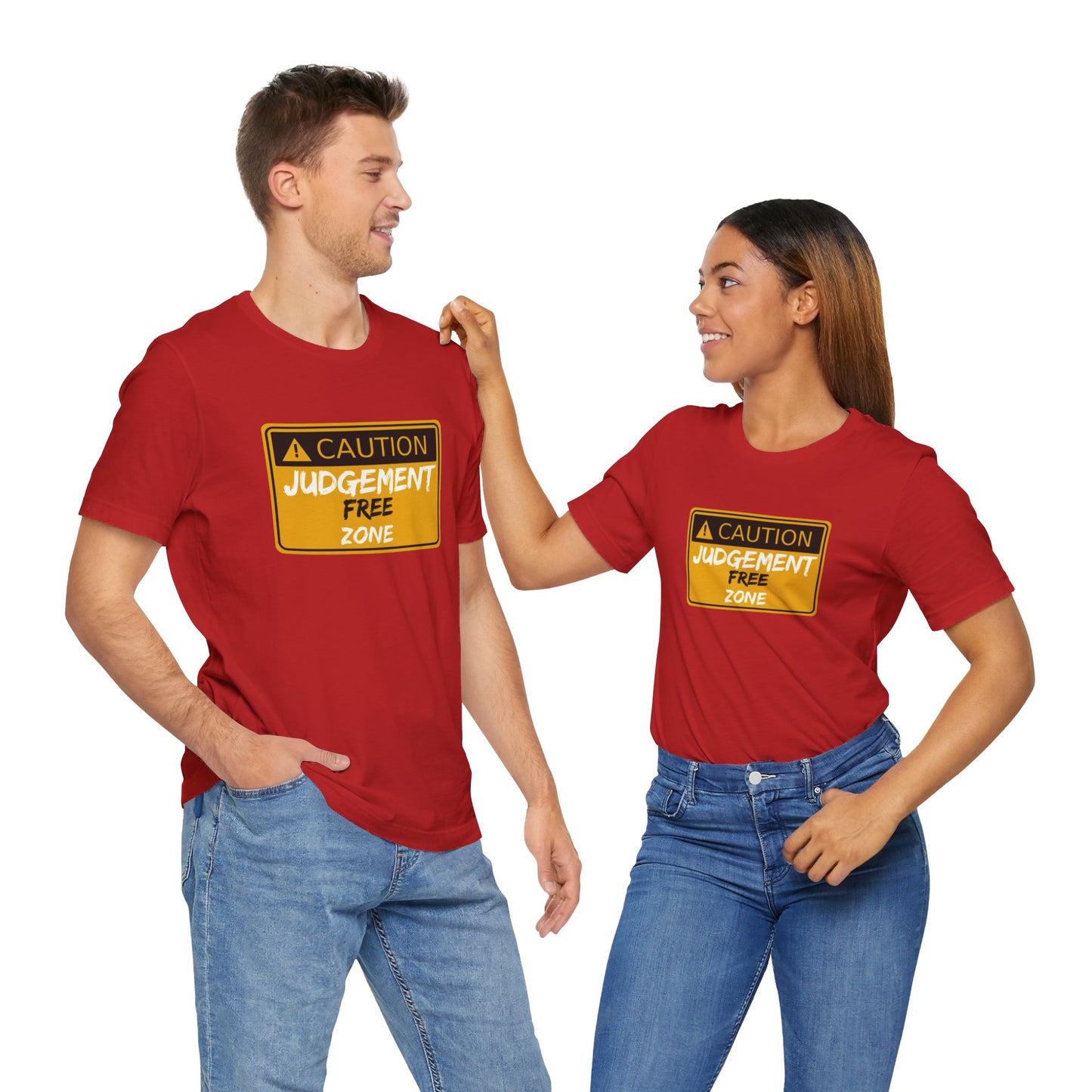 Caution Judgement Free Zone Unisex Jersey Short Sleeve Tee