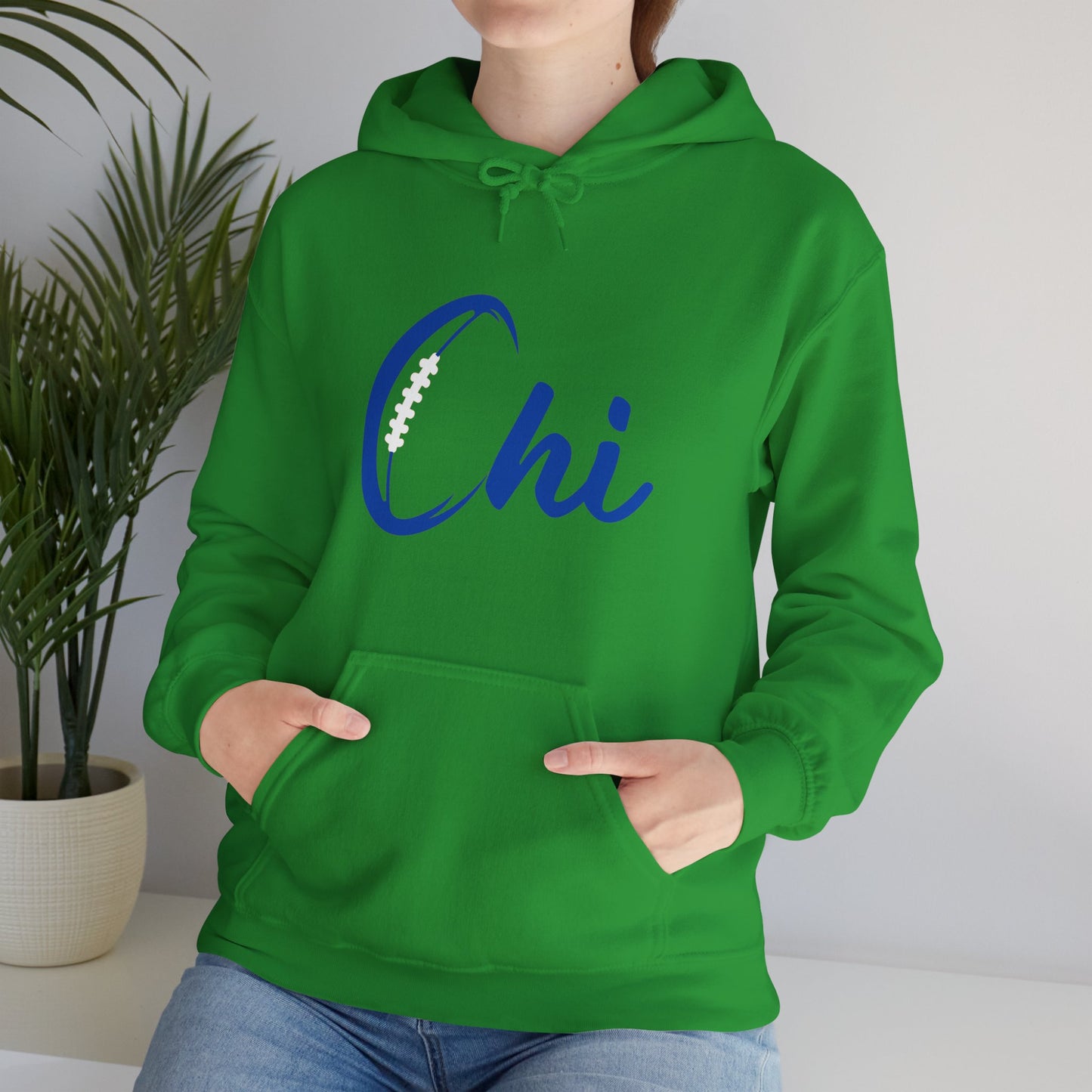 Chi Football/ Blue Unisex Heavy Blend™ Hooded Sweatshirt