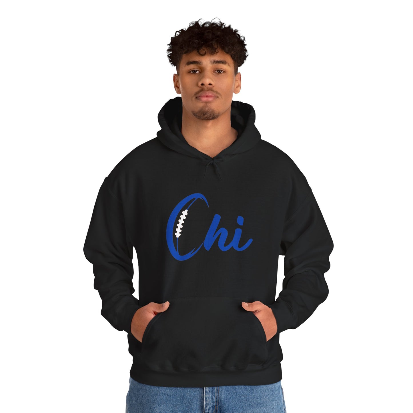 Chi Football/ Blue Unisex Heavy Blend™ Hooded Sweatshirt