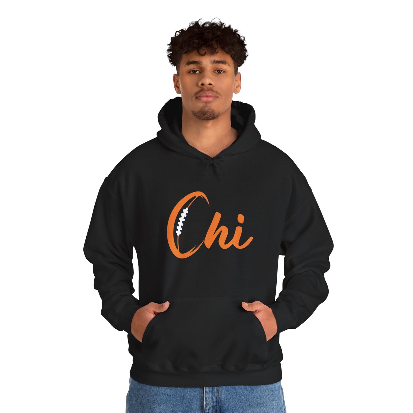Chi Football/ Orange Unisex Heavy Blend™ Hooded Sweatshirt