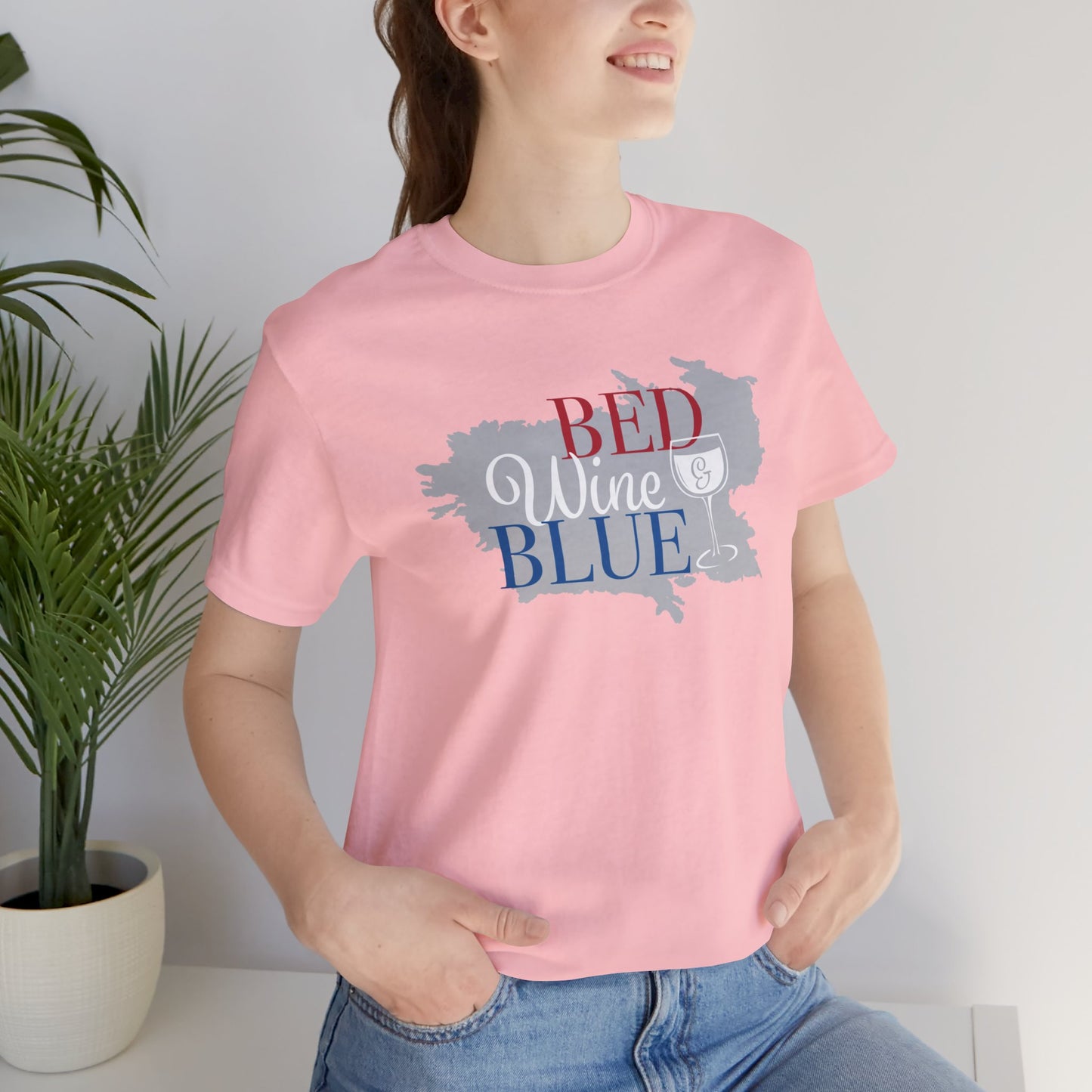 Bed Wine & Blue Unisex Jersey Short Sleeve Tee