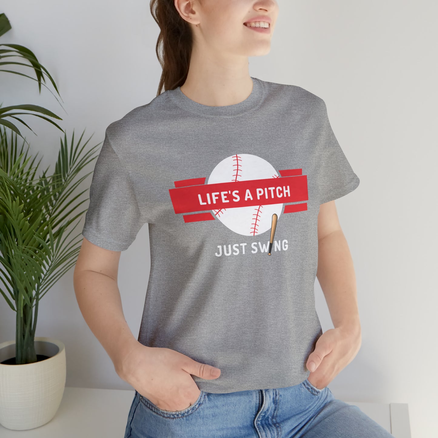 Life's A Pitch Just Swing Unisex Jersey Short Sleeve Tee