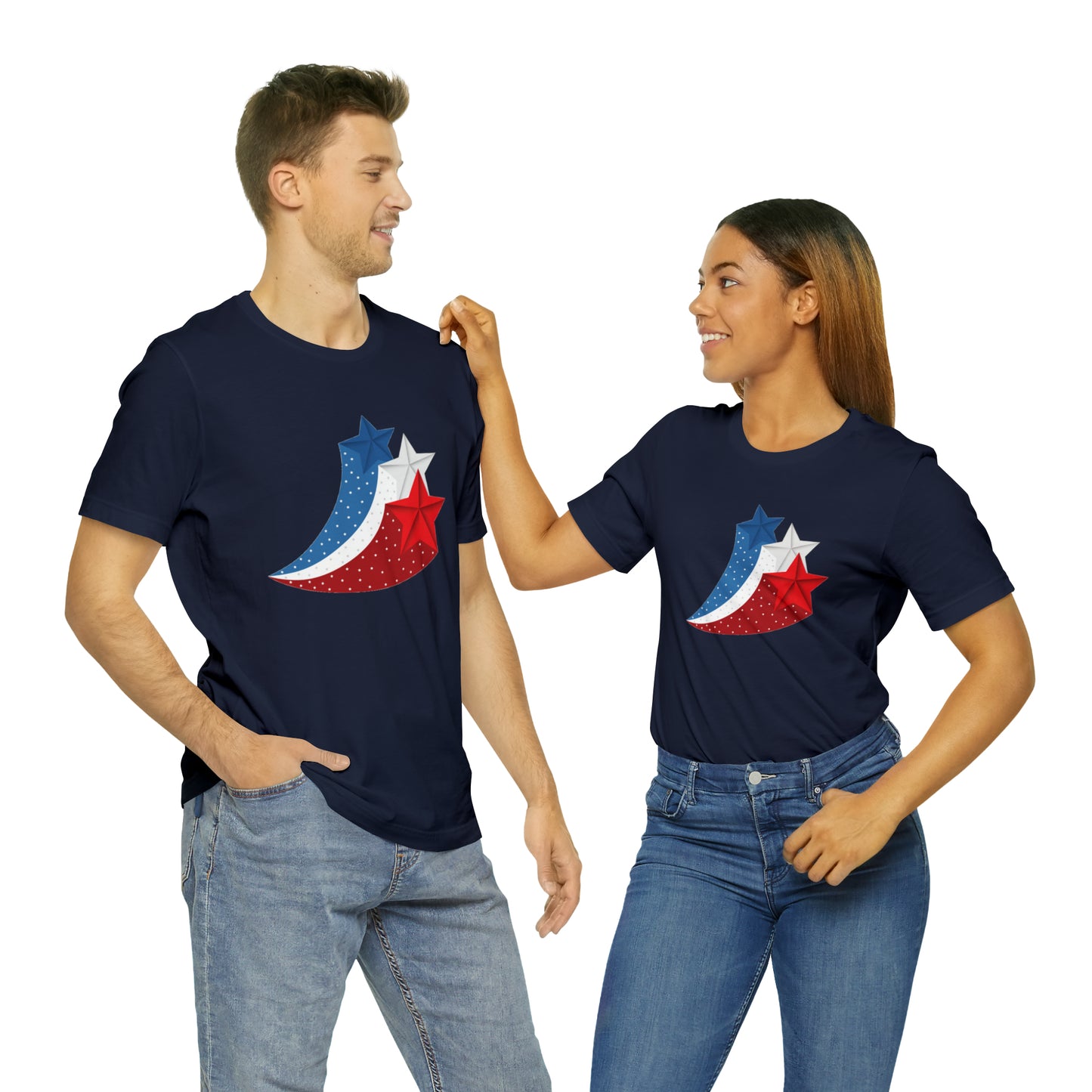 Red White Blue Stars Unisex Jersey Short Sleeve Tee