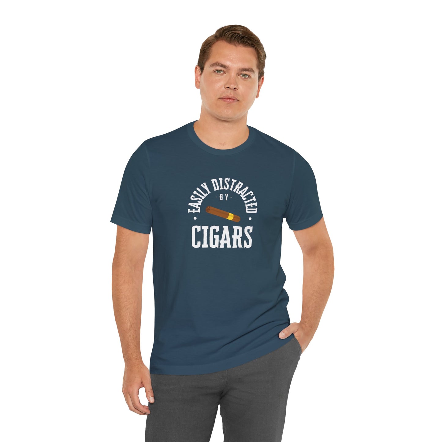 Cigar/ Easily Distracted By Cigars Unisex Jersey Short Sleeve Tee