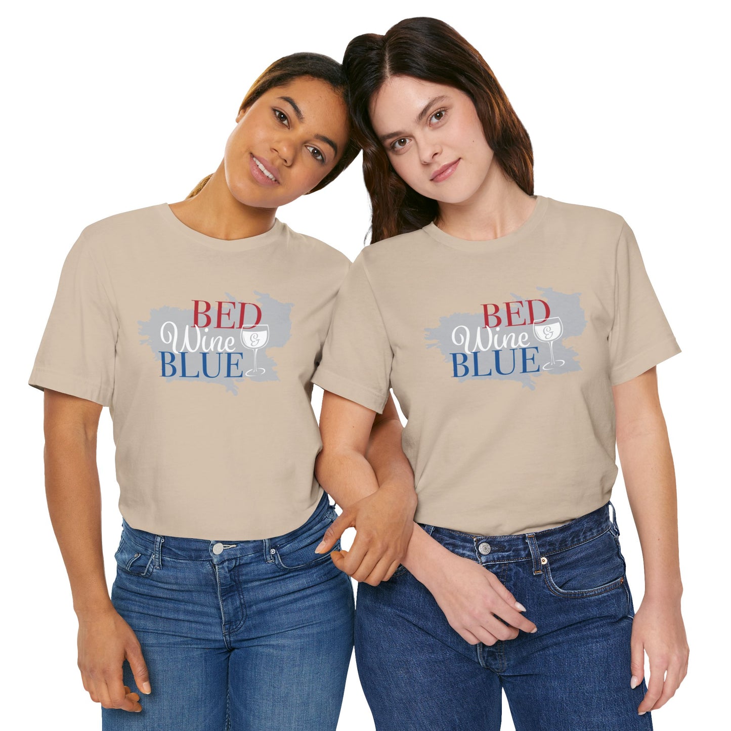 Bed Wine & Blue Unisex Jersey Short Sleeve Tee