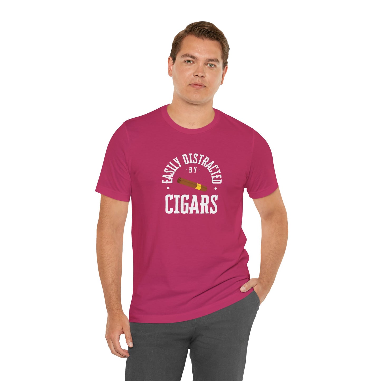 Cigar/ Easily Distracted By Cigars Unisex Jersey Short Sleeve Tee
