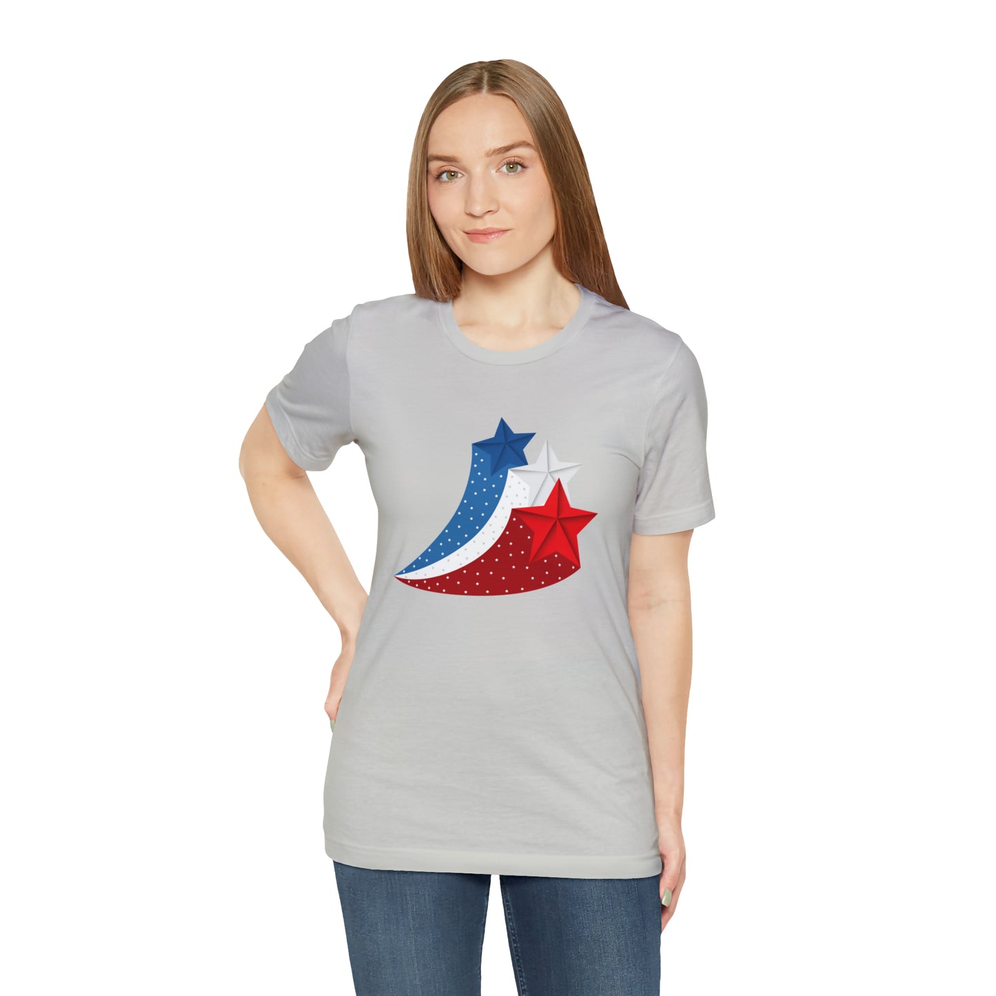 Red White Blue Stars Unisex Jersey Short Sleeve Tee