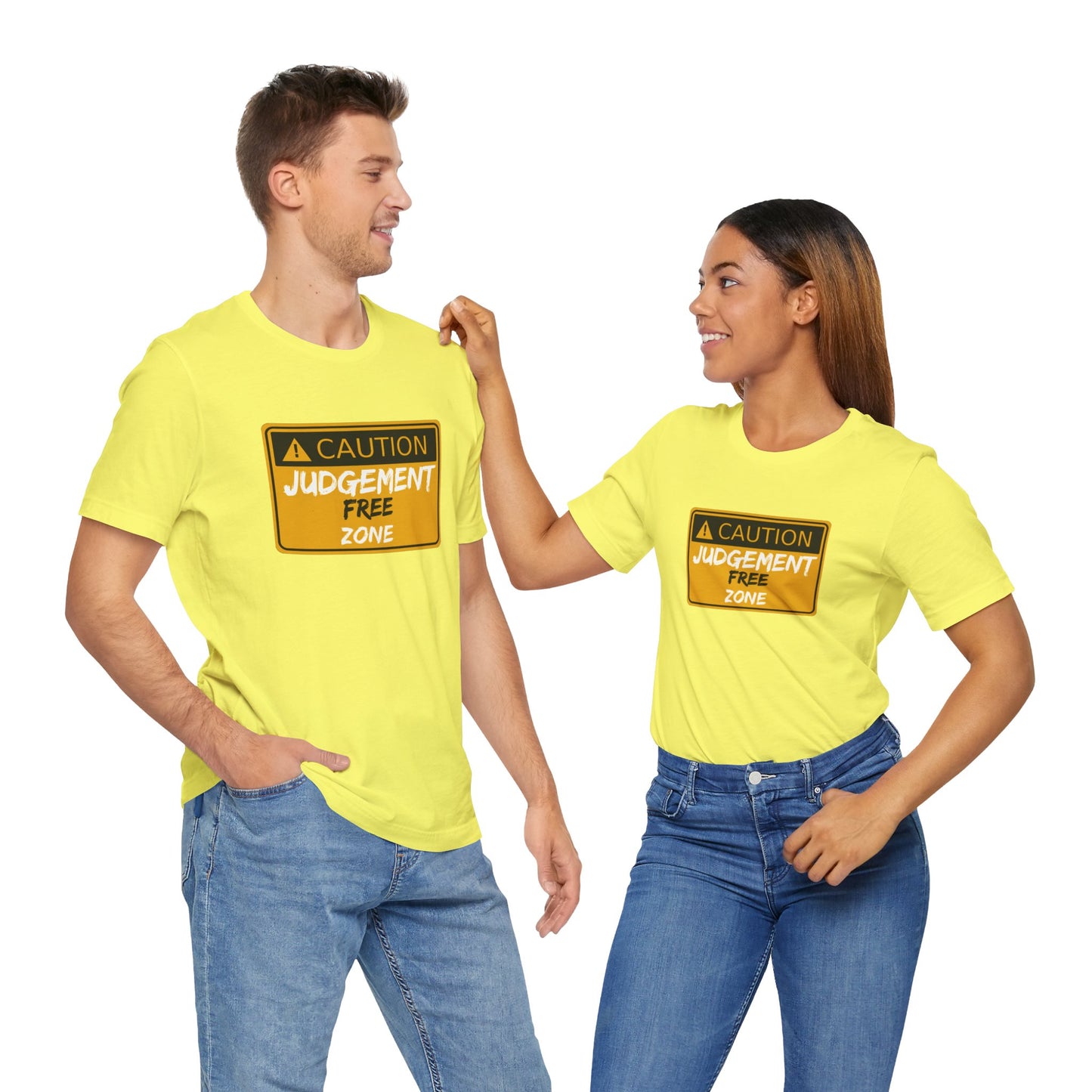 Caution Judgement Free Zone Unisex Jersey Short Sleeve Tee