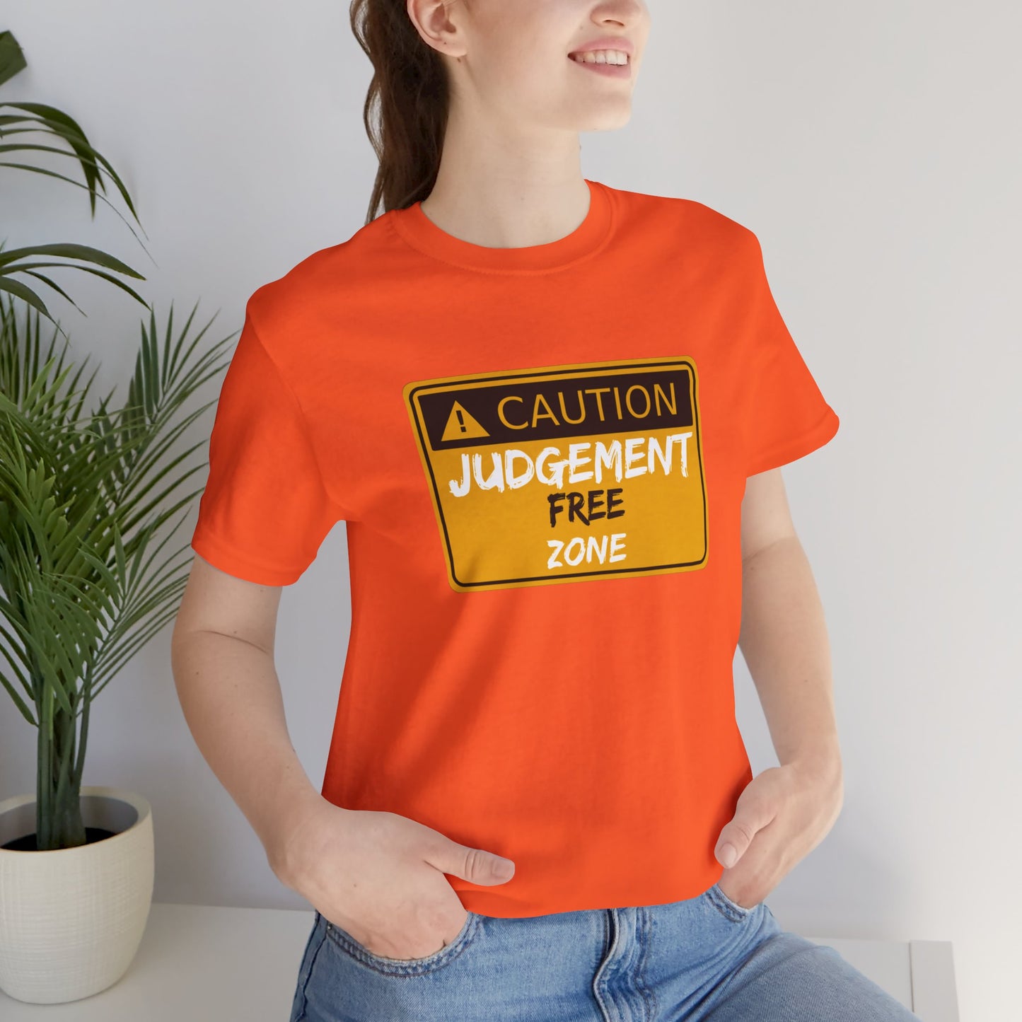 Caution Judgement Free Zone Unisex Jersey Short Sleeve Tee