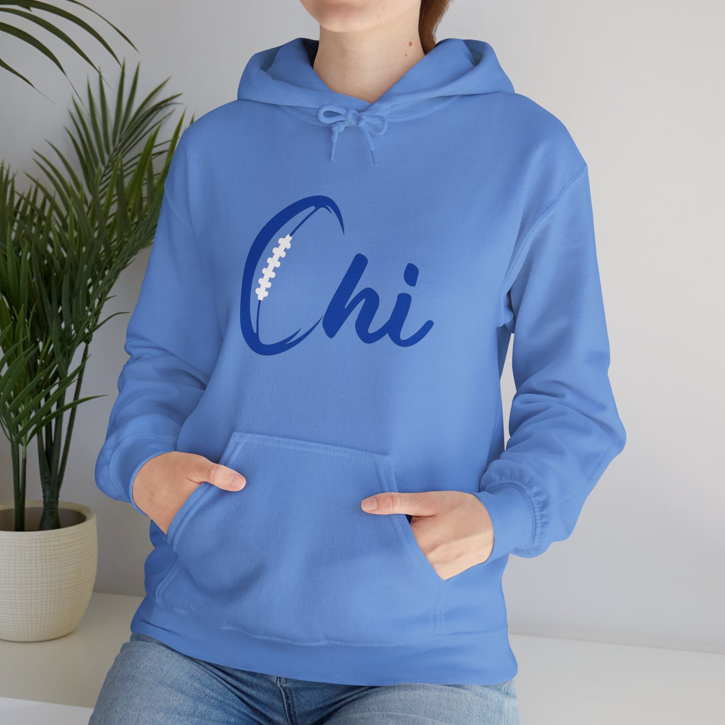 Chi Football/ Blue Unisex Heavy Blend™ Hooded Sweatshirt