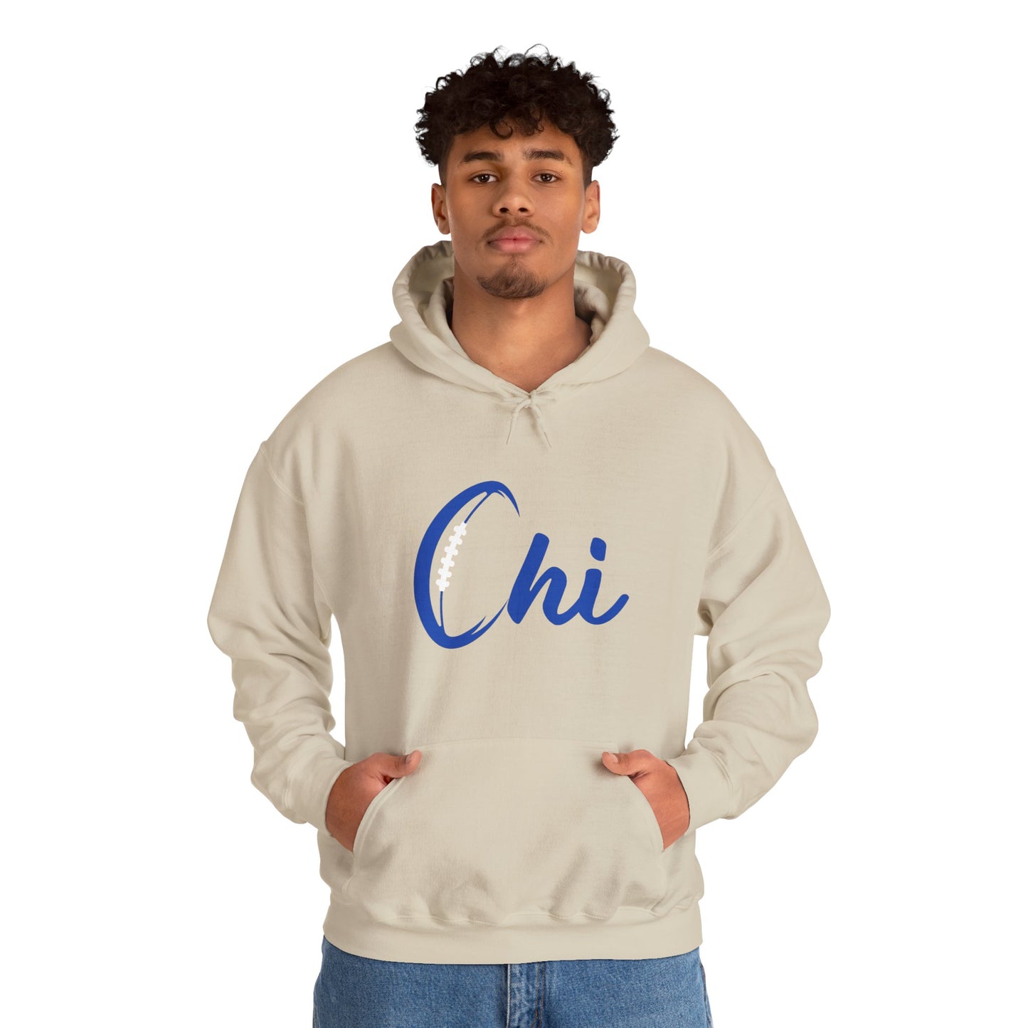 Chi Football/ Blue Unisex Heavy Blend™ Hooded Sweatshirt