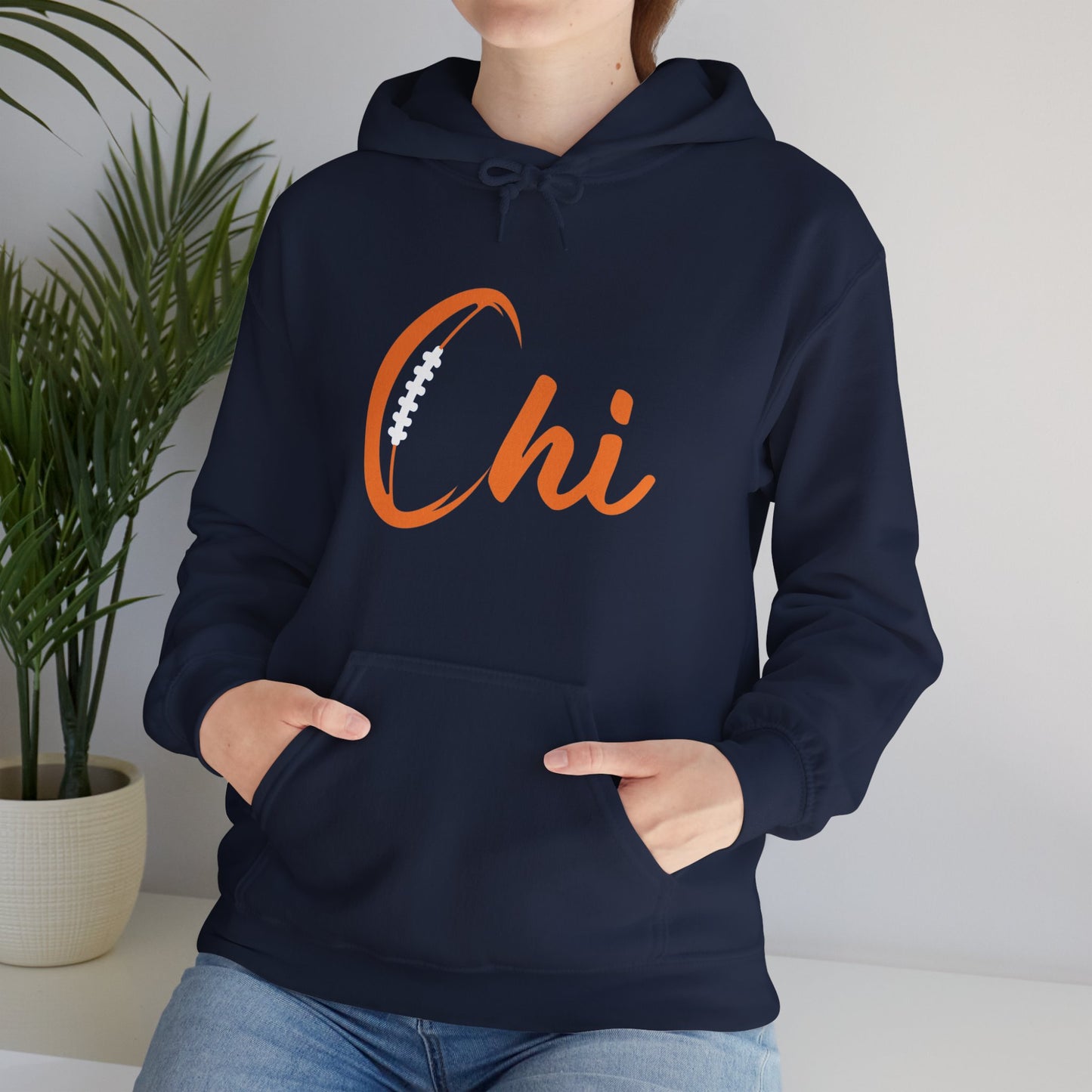Chi Football/ Orange Unisex Heavy Blend™ Hooded Sweatshirt