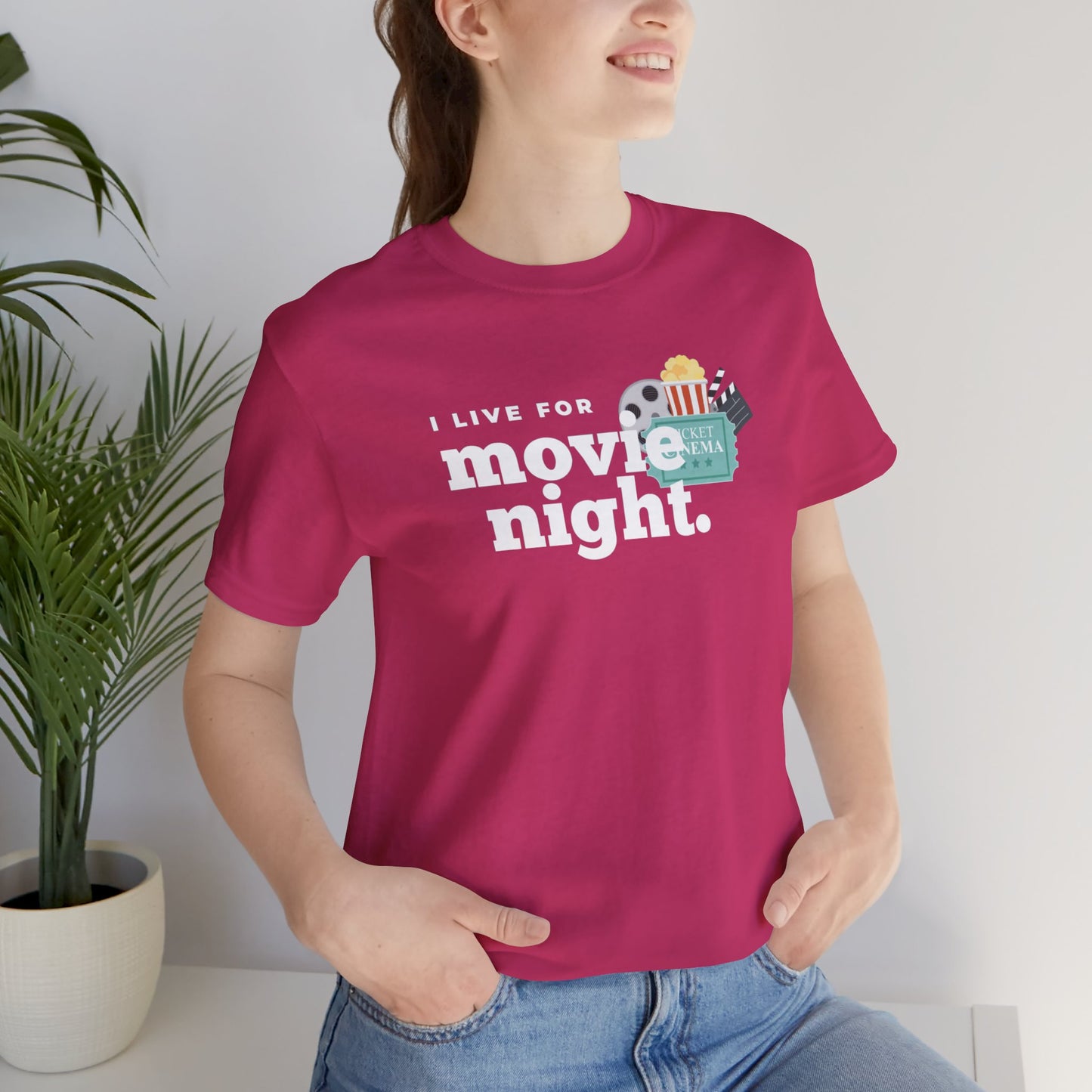 I Live For Movie Night Unisex Jersey Short Sleeve Tee