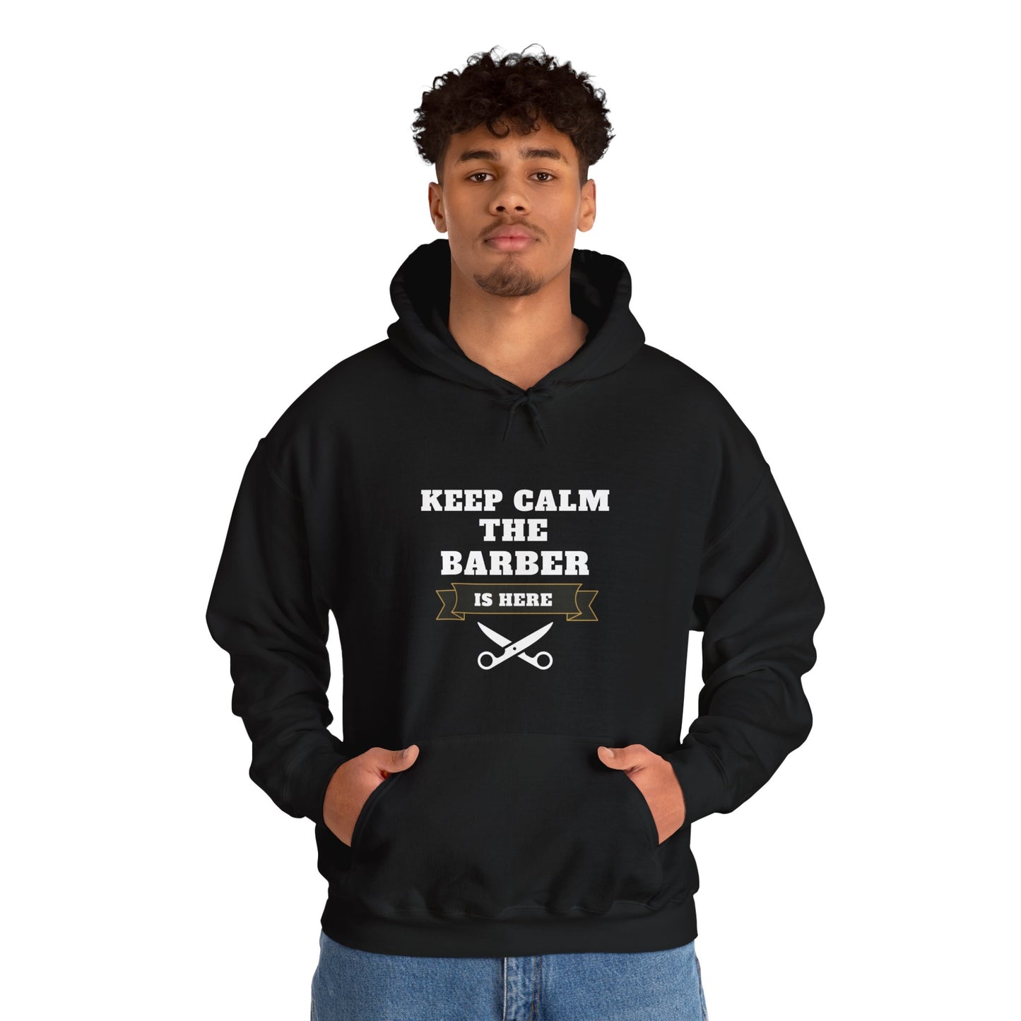 Barber/ Keep Calm The Barber Is Here Unisex Heavy Blend™ Hooded Sweatshirt