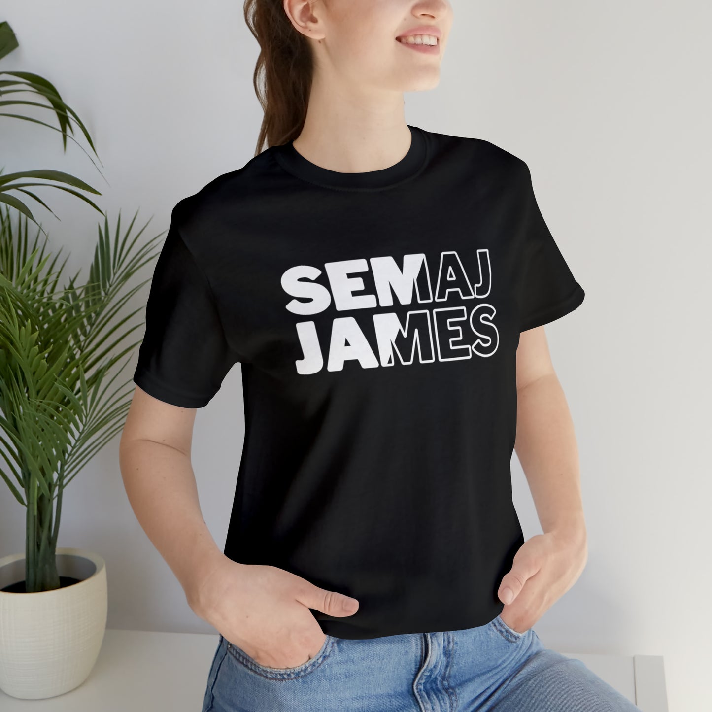 Semaj James Black & White Unisex Jersey Short Sleeve Tee