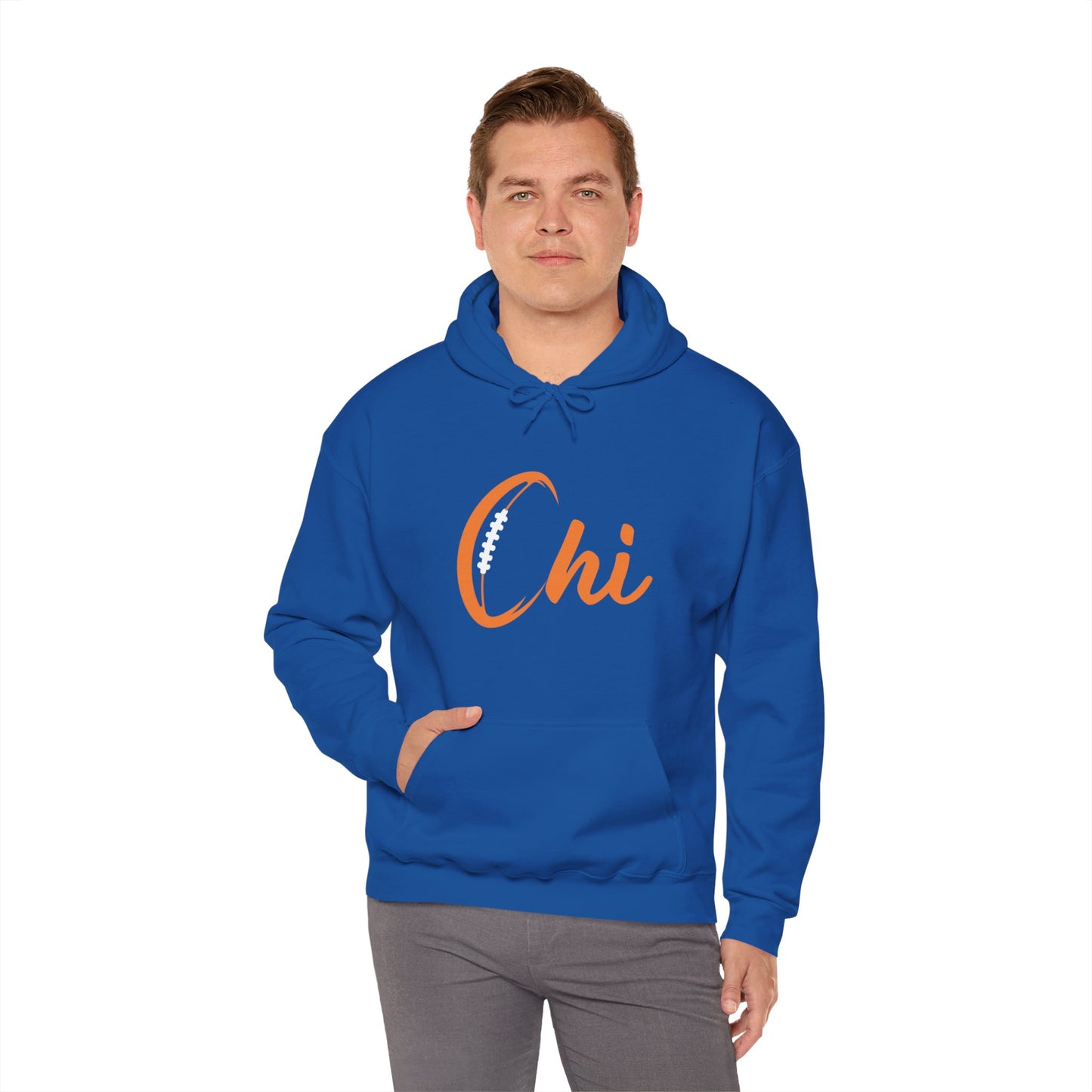 Chi Football/ Orange Unisex Heavy Blend™ Hooded Sweatshirt